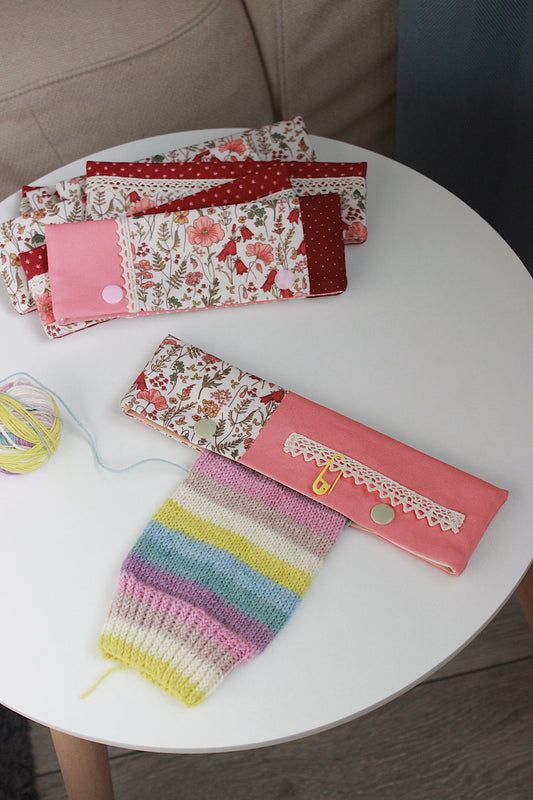 Floral DPN Holder – Handmade Knitting Needle Case for Double-Pointed Needles