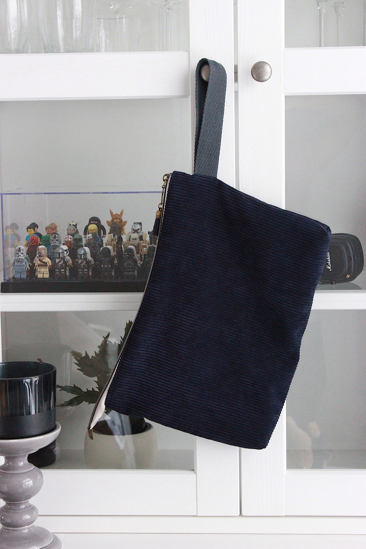 Midnight Blue Corduroy Zipper Project Bag