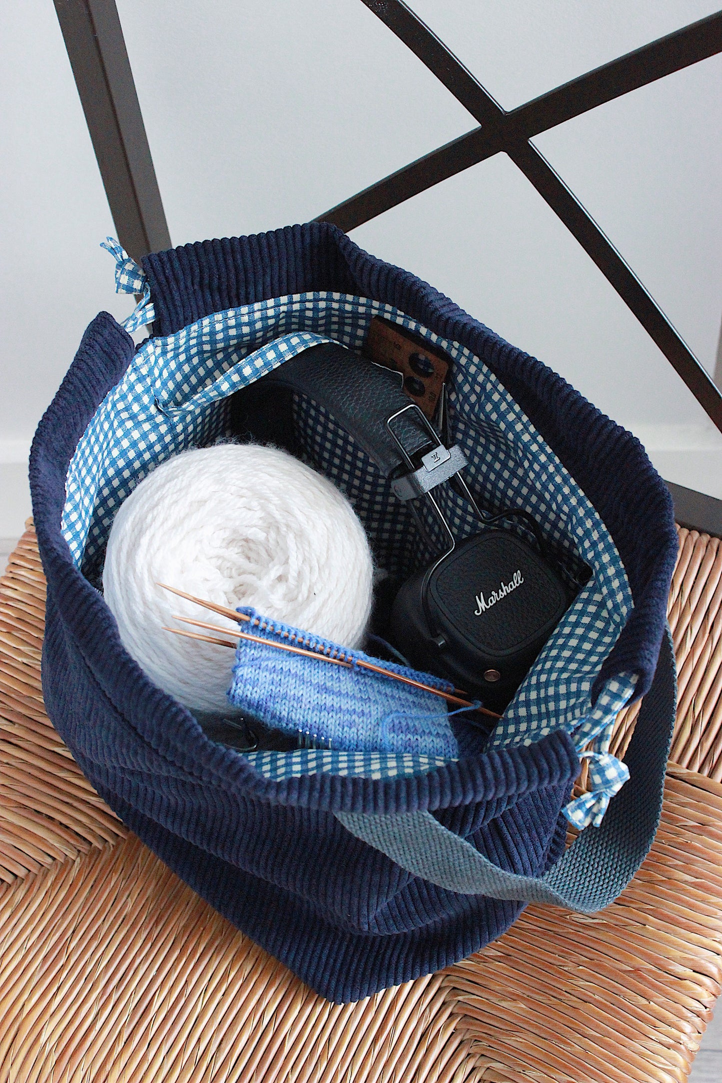 Midnight Blue Corduroy Project Bag