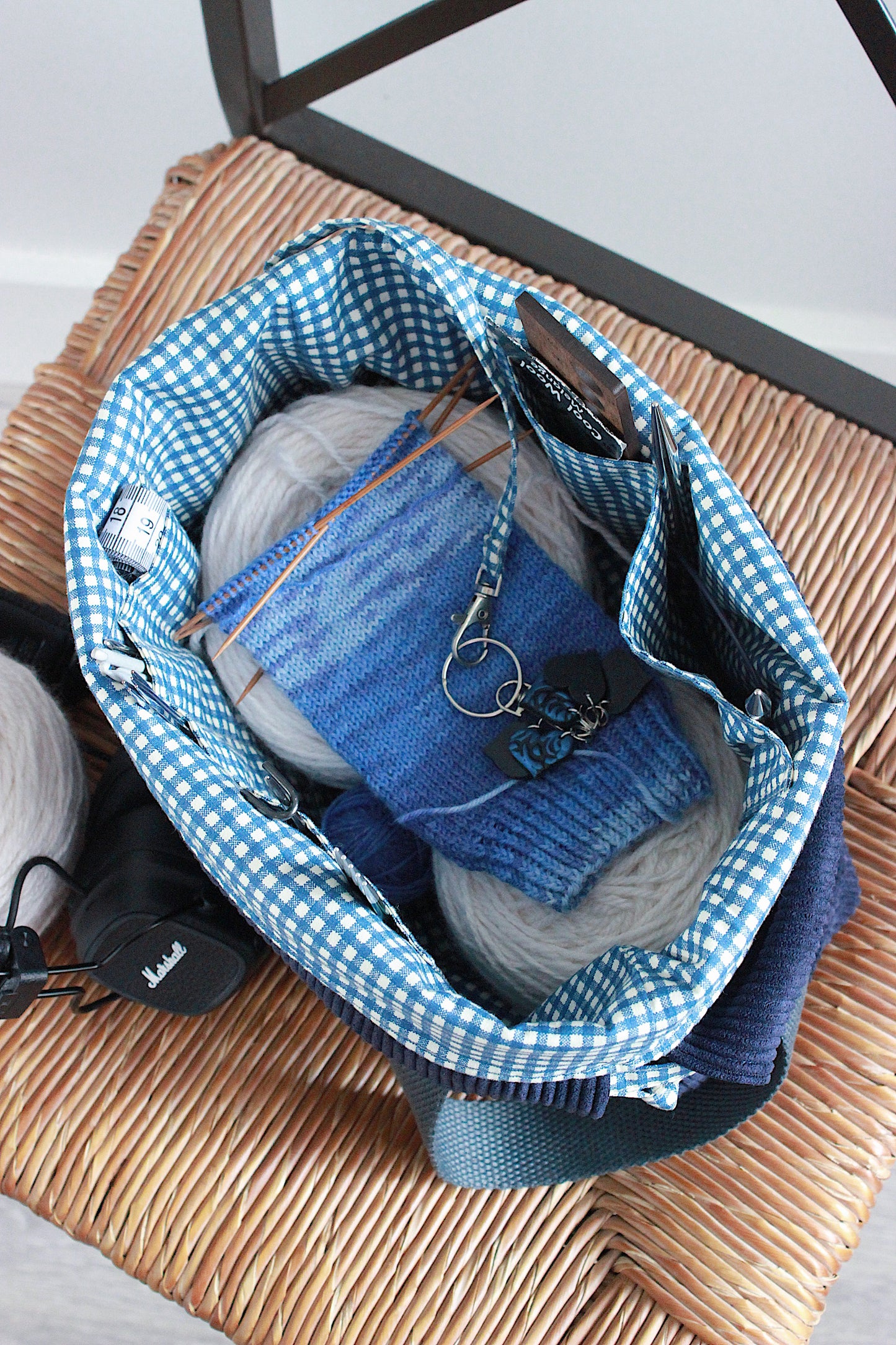 Midnight Blue Corduroy Project Bag
