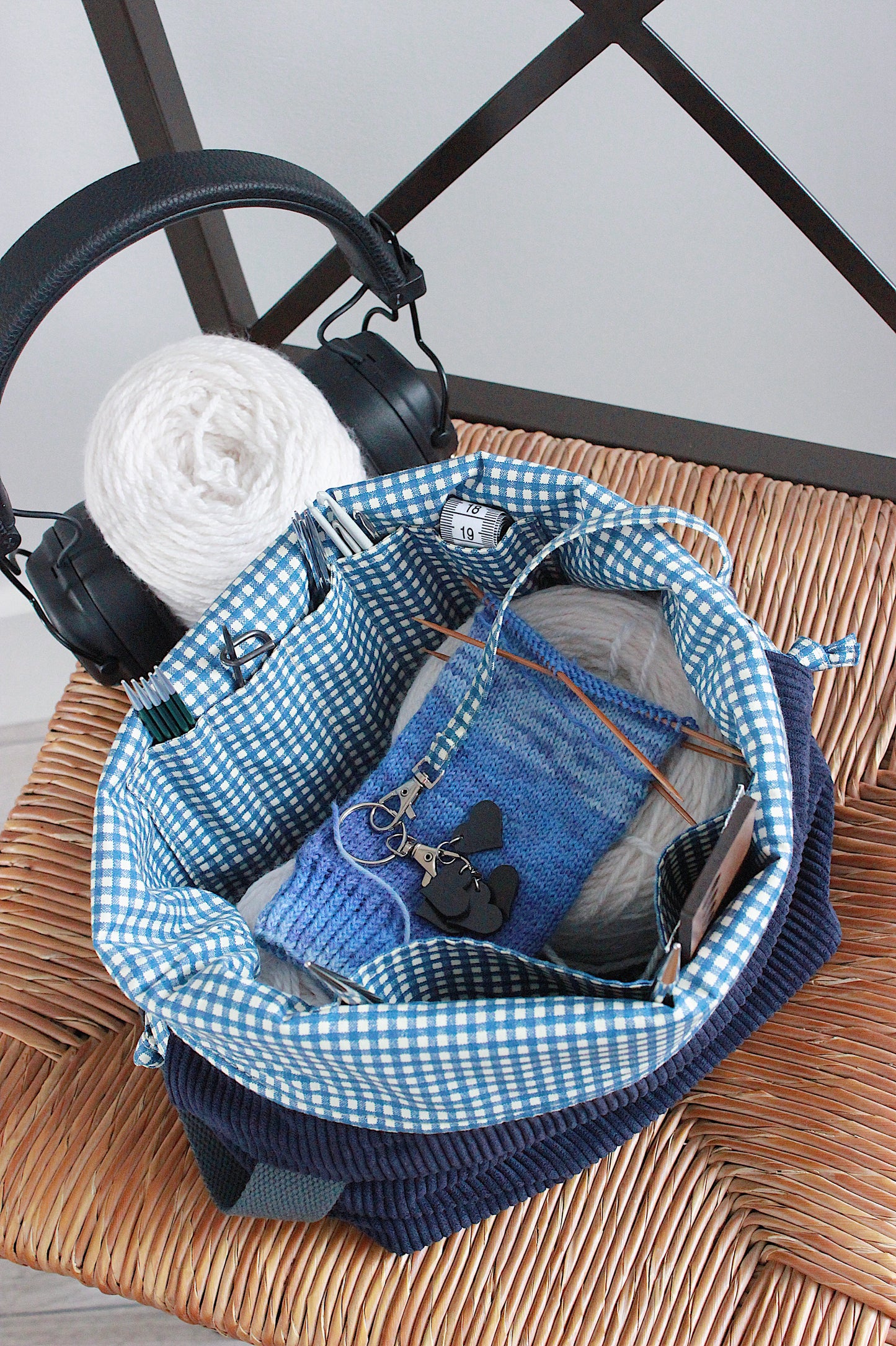 Midnight Blue Corduroy Project Bag