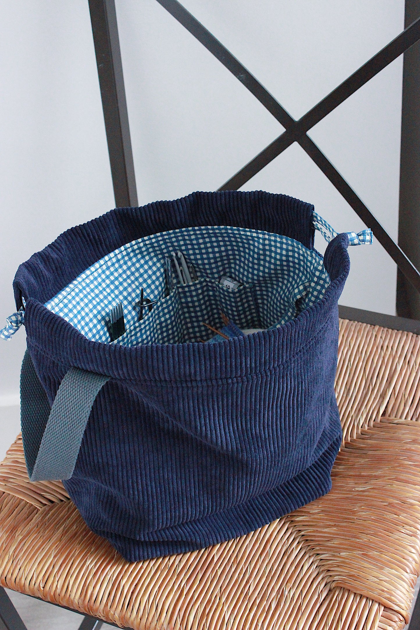 Midnight Blue Corduroy Project Bag