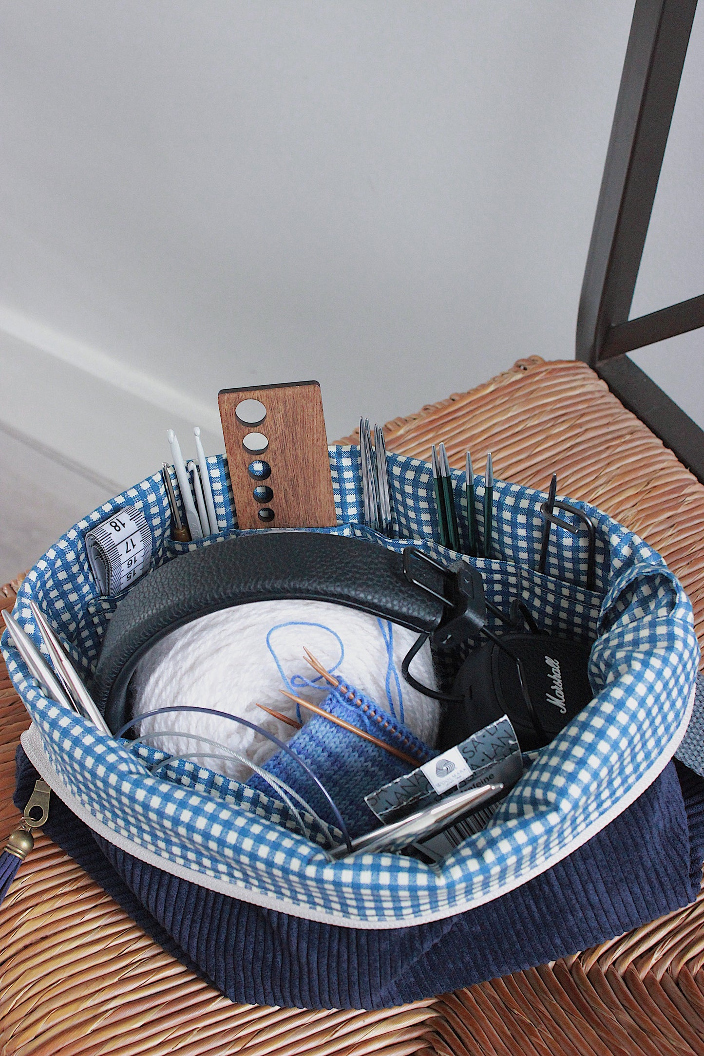 Midnight Blue Corduroy Zipper Project Bag