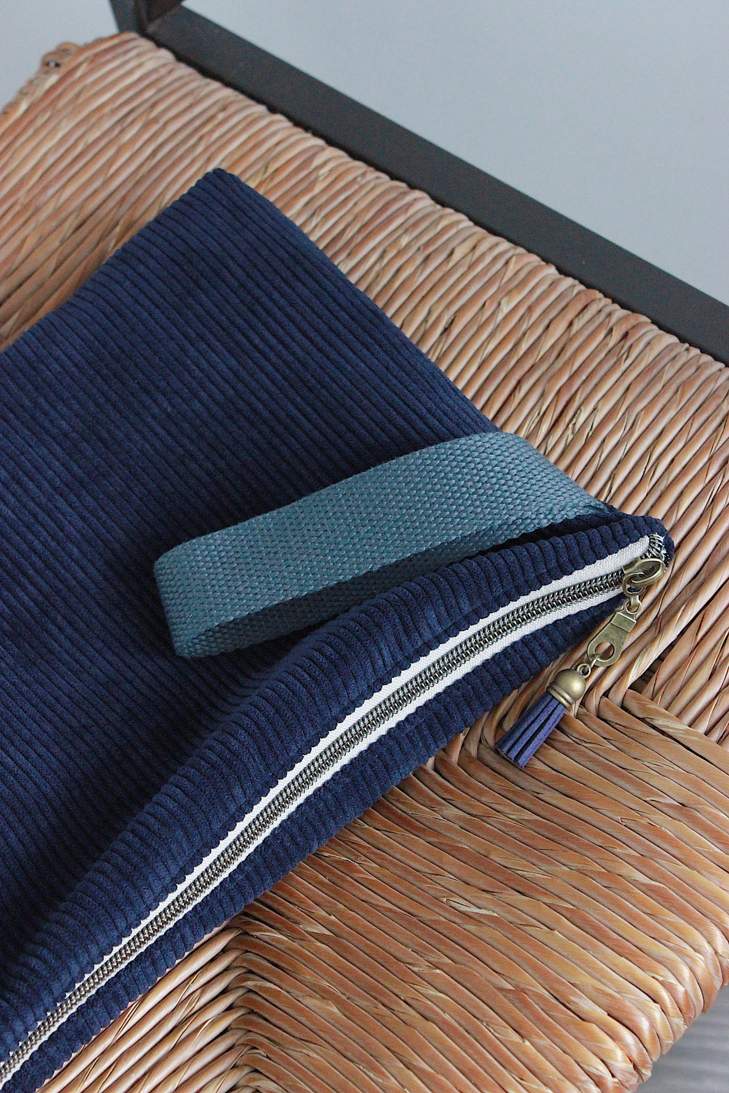 Midnight Blue Corduroy Zipper Project Bag