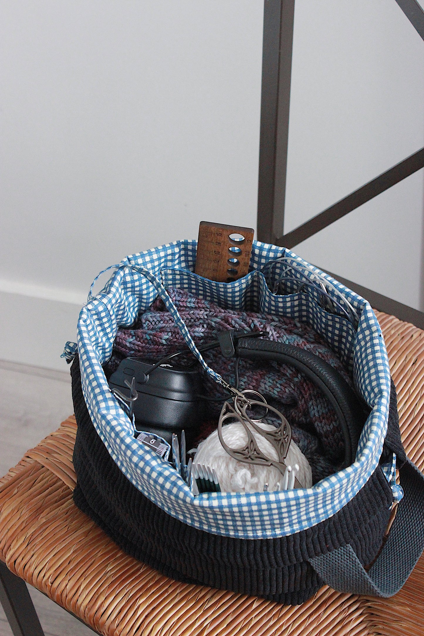 Black Corduroy Project Bag