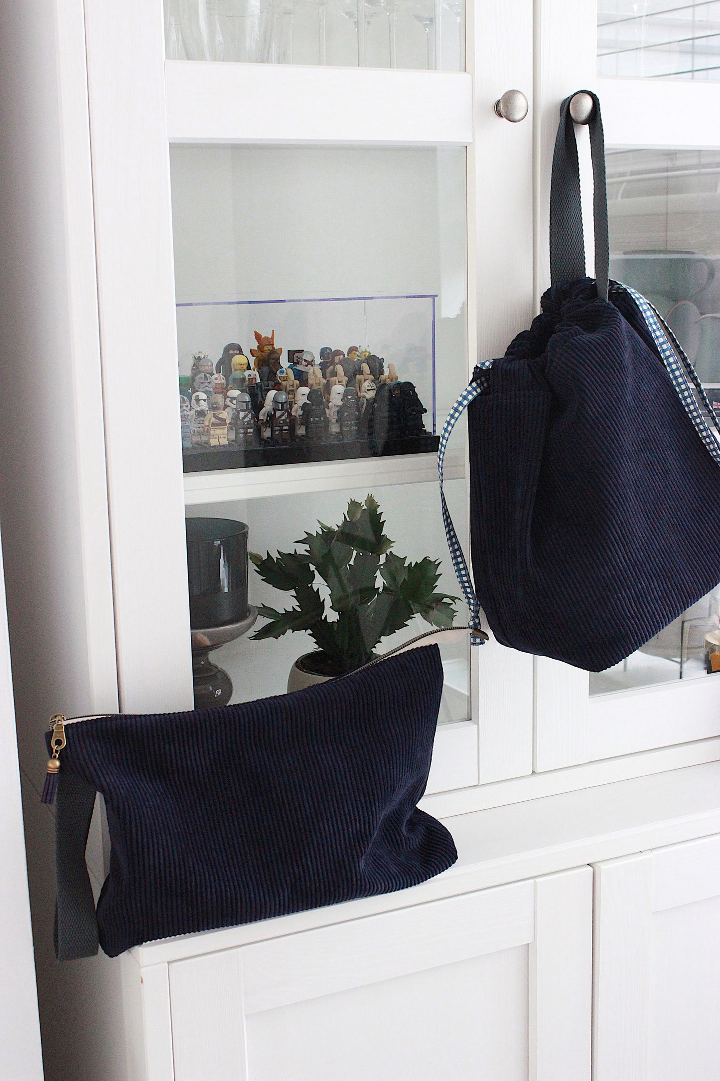 Midnight Blue Corduroy Zipper Project Bag