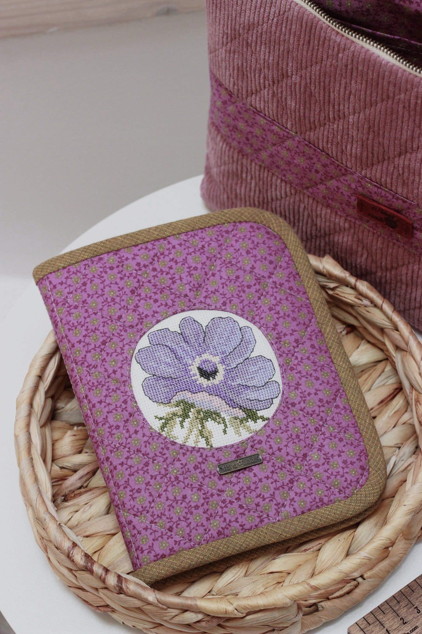 Purple Corduroy Project Bag & Knitting Needle Case