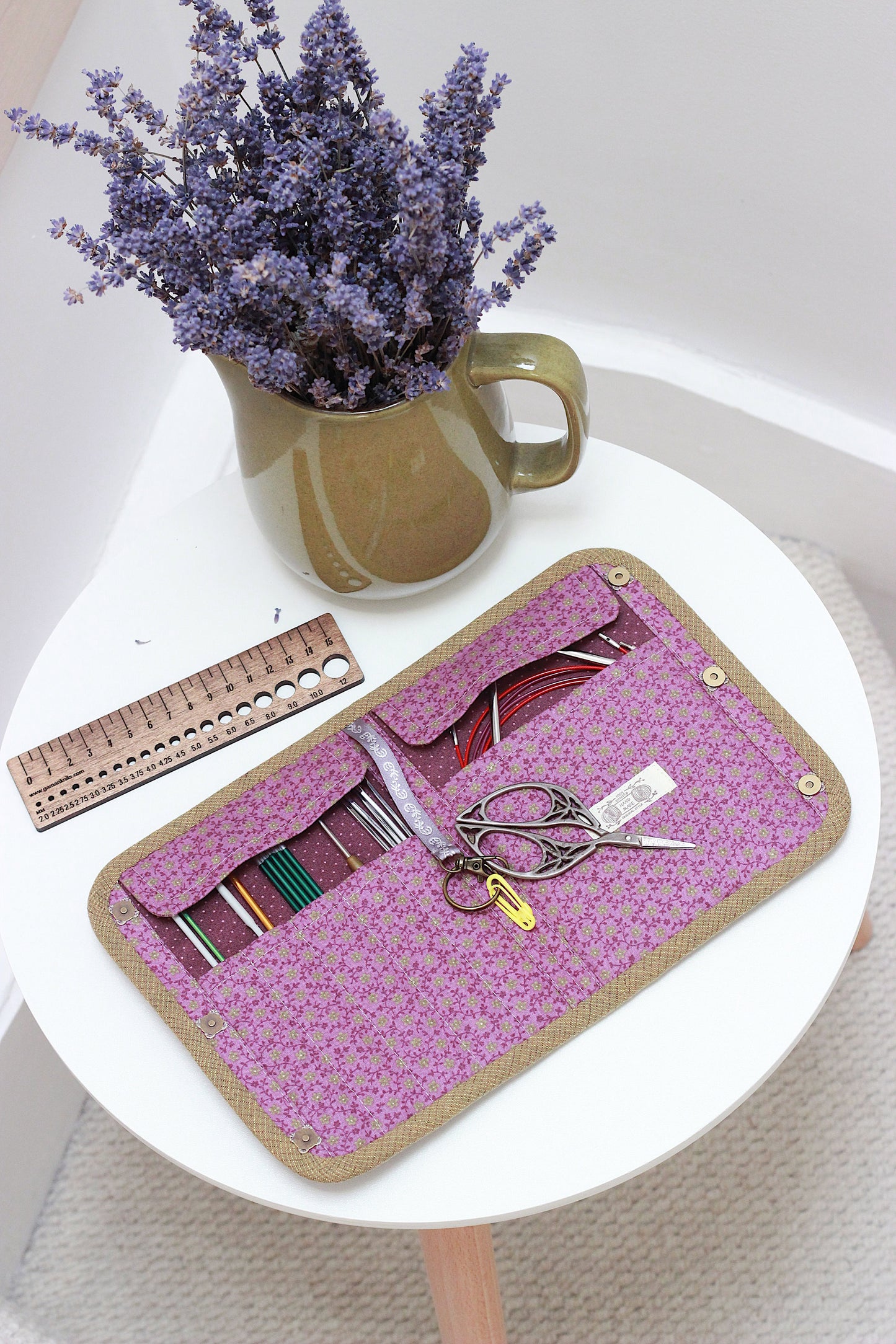 Purple Corduroy Project Bag & Knitting Needle Case