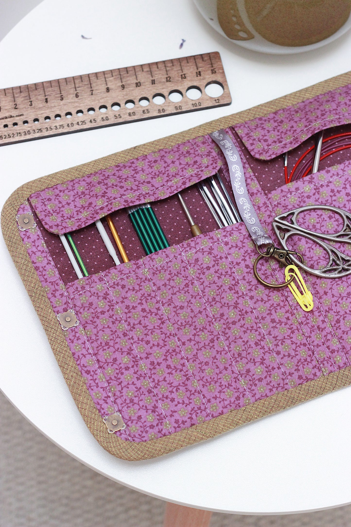 Purple Corduroy Project Bag & Knitting Needle Case