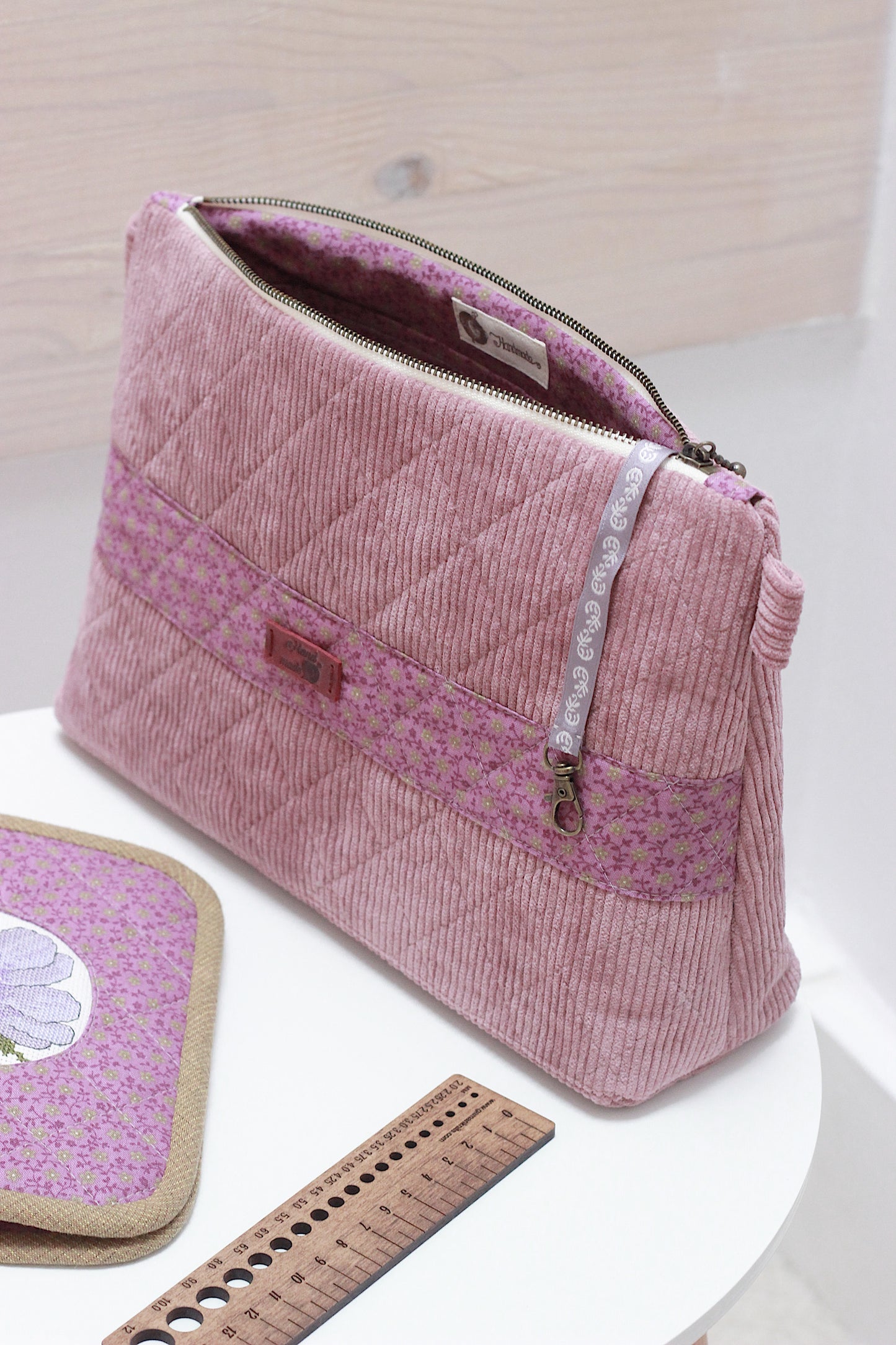 Purple Corduroy Project Bag & Knitting Needle Case