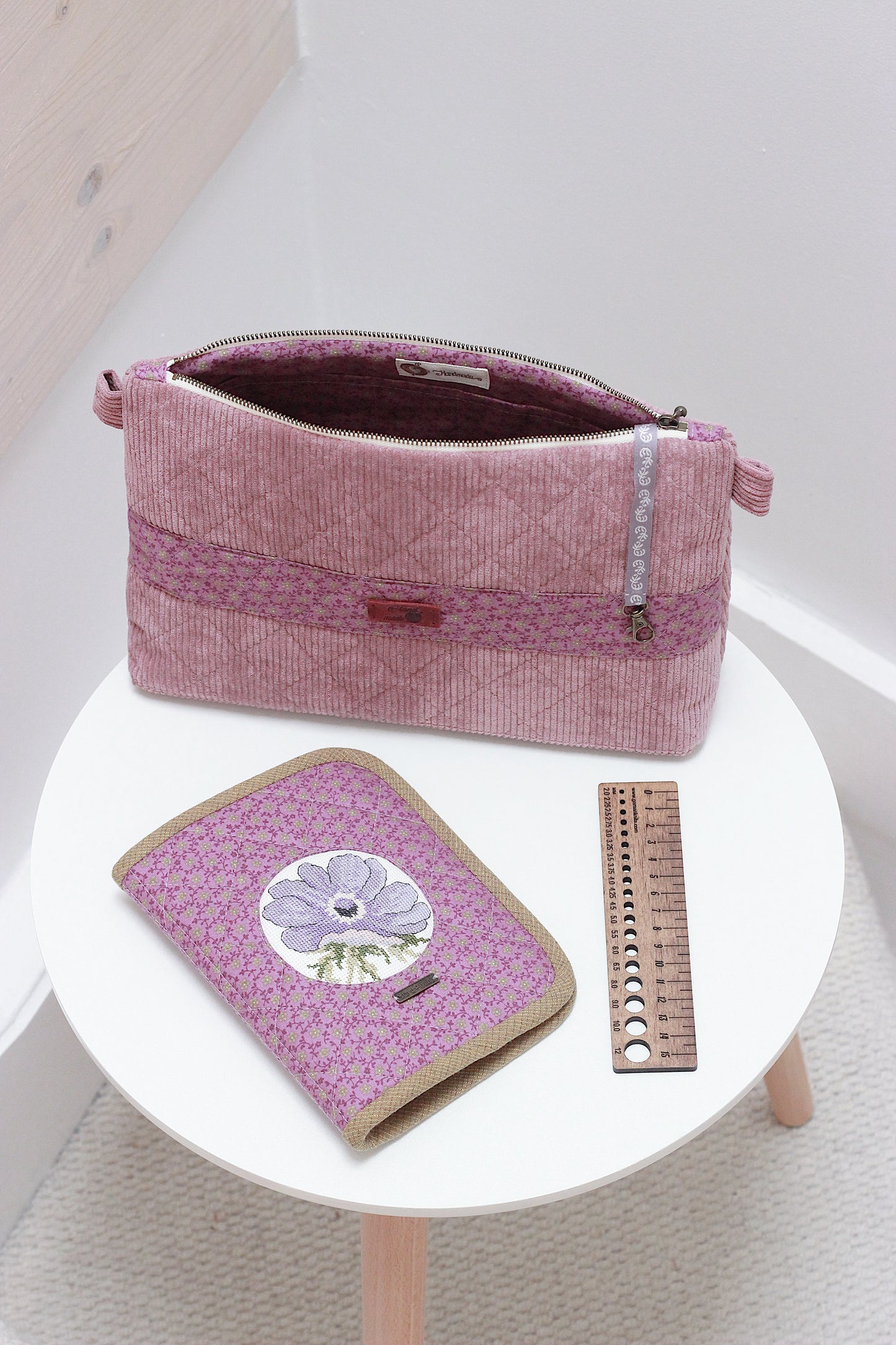 Purple Corduroy Project Bag & Knitting Needle Case