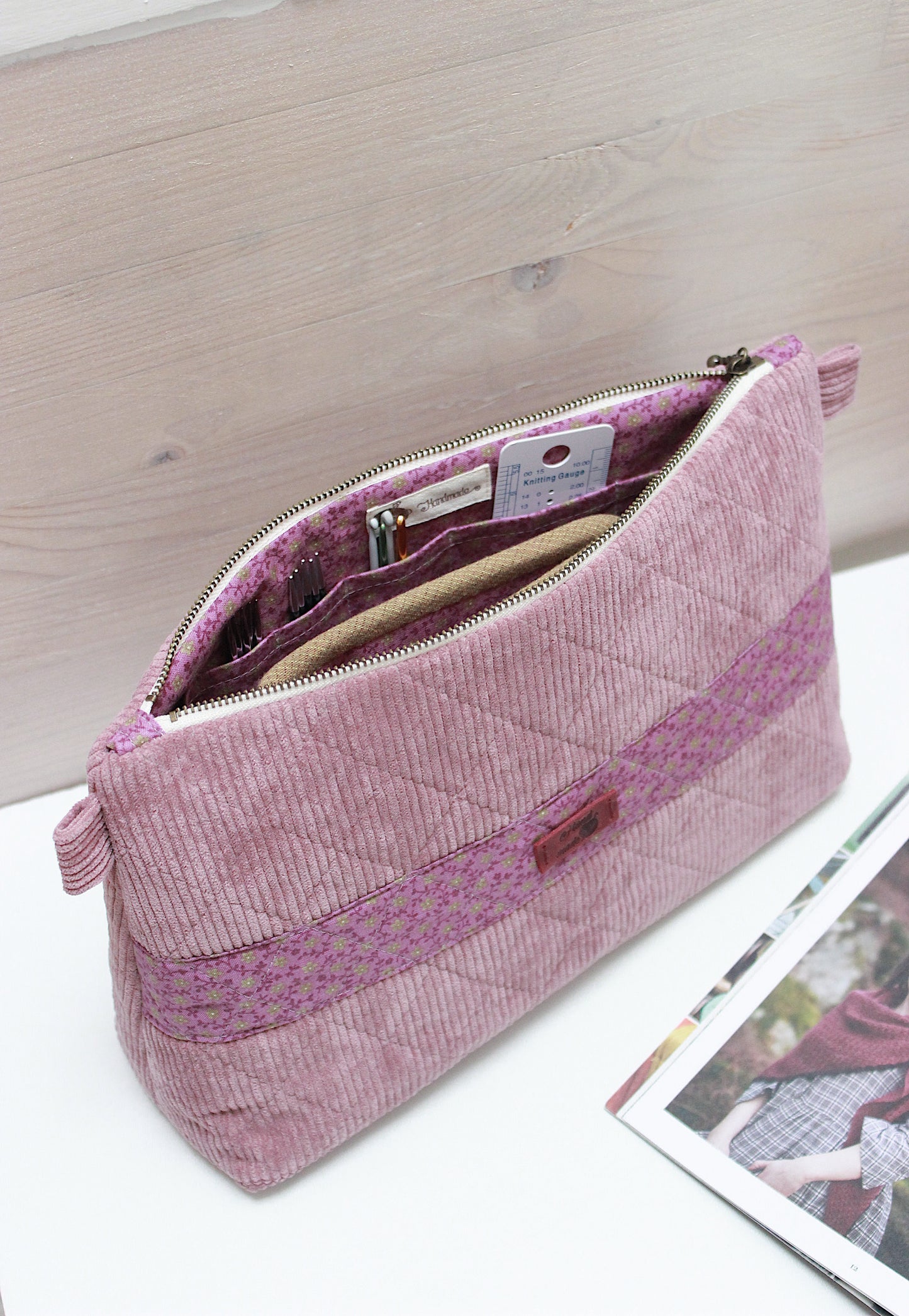 Purple Corduroy Project Bag & Knitting Needle Case