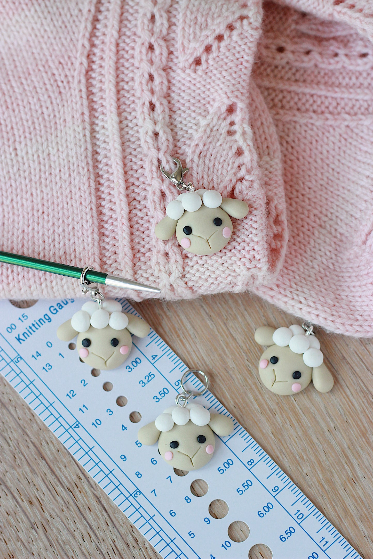 Handmade Polymer Clay Cute White Sheep Stitch Marker