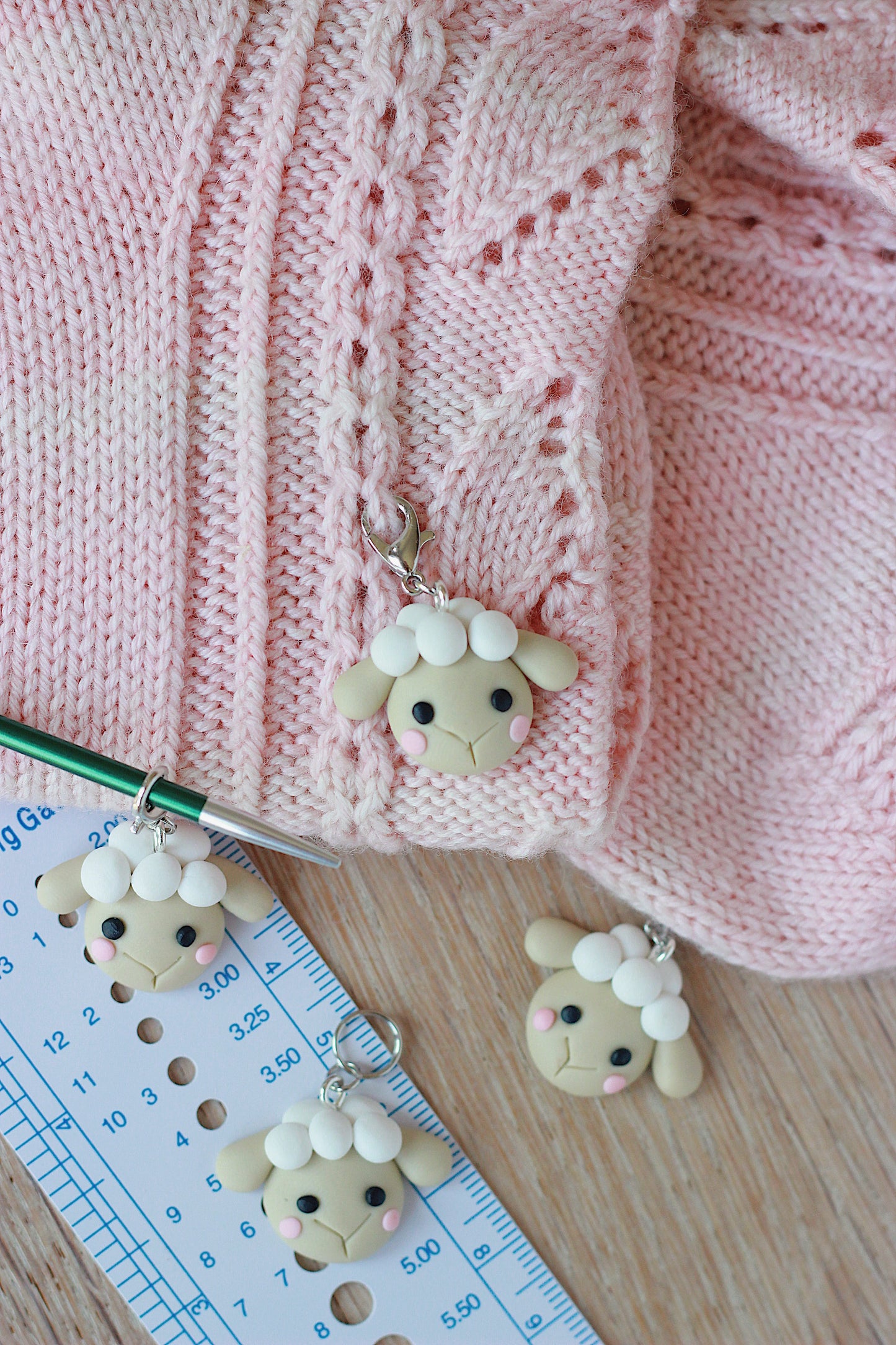 Handmade Polymer Clay Cute White Sheep Stitch Marker