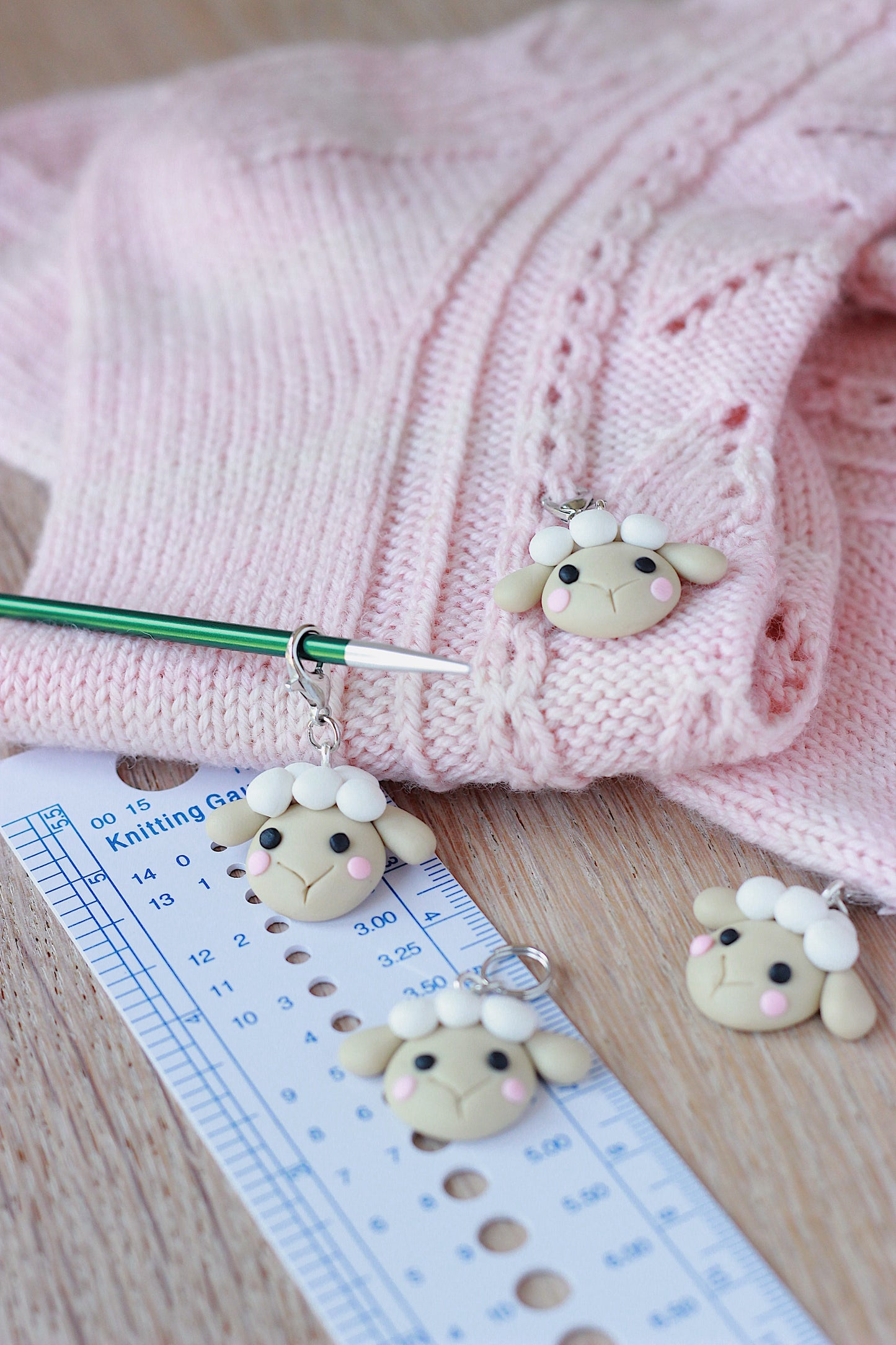 Handmade Polymer Clay Cute White Sheep Stitch Marker