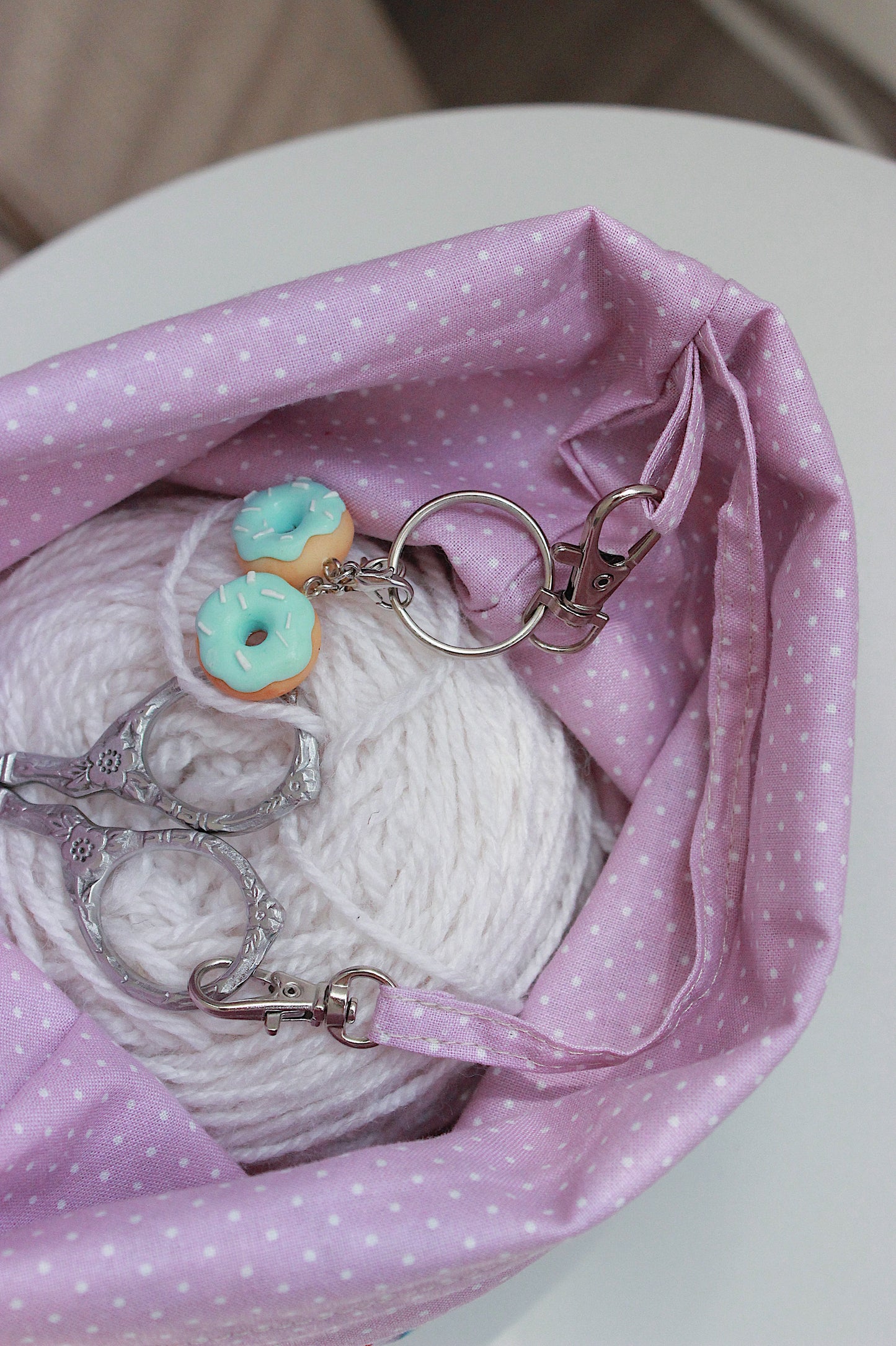 Embroidery Look Floral Drawstring Project Bag