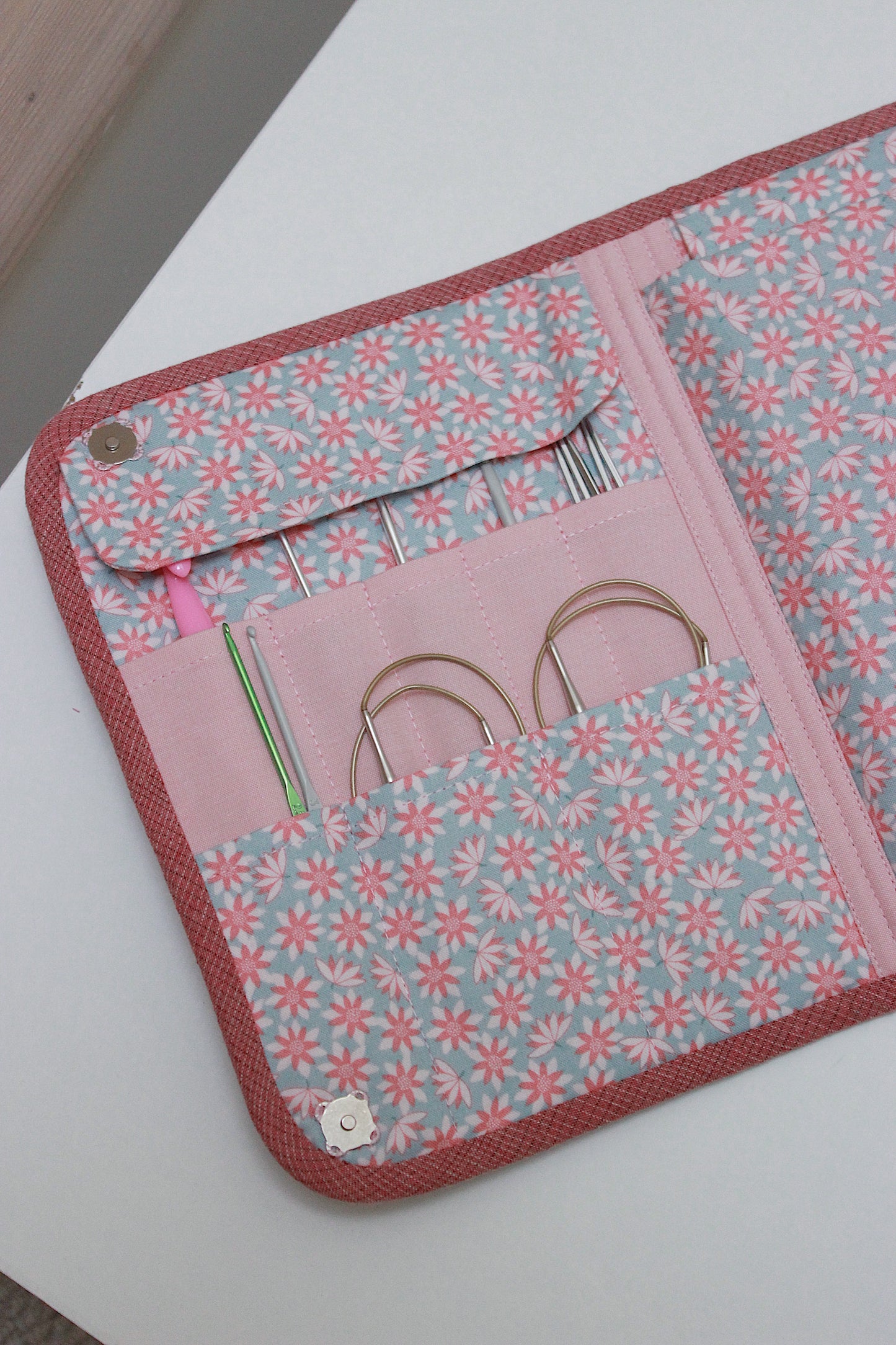 Pink Corduroy Knitting Needle Case