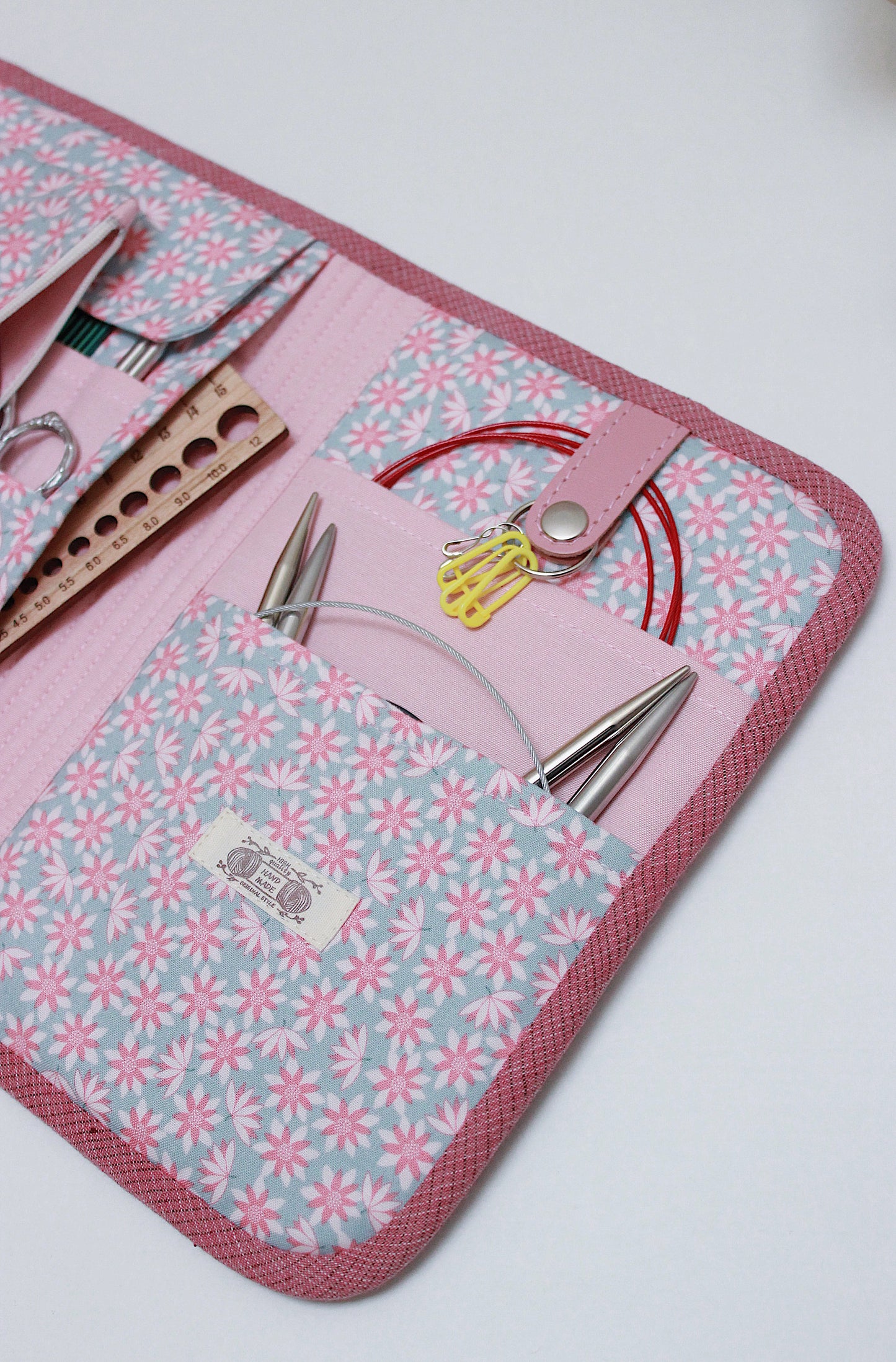 Pink Corduroy Knitting Needle Case