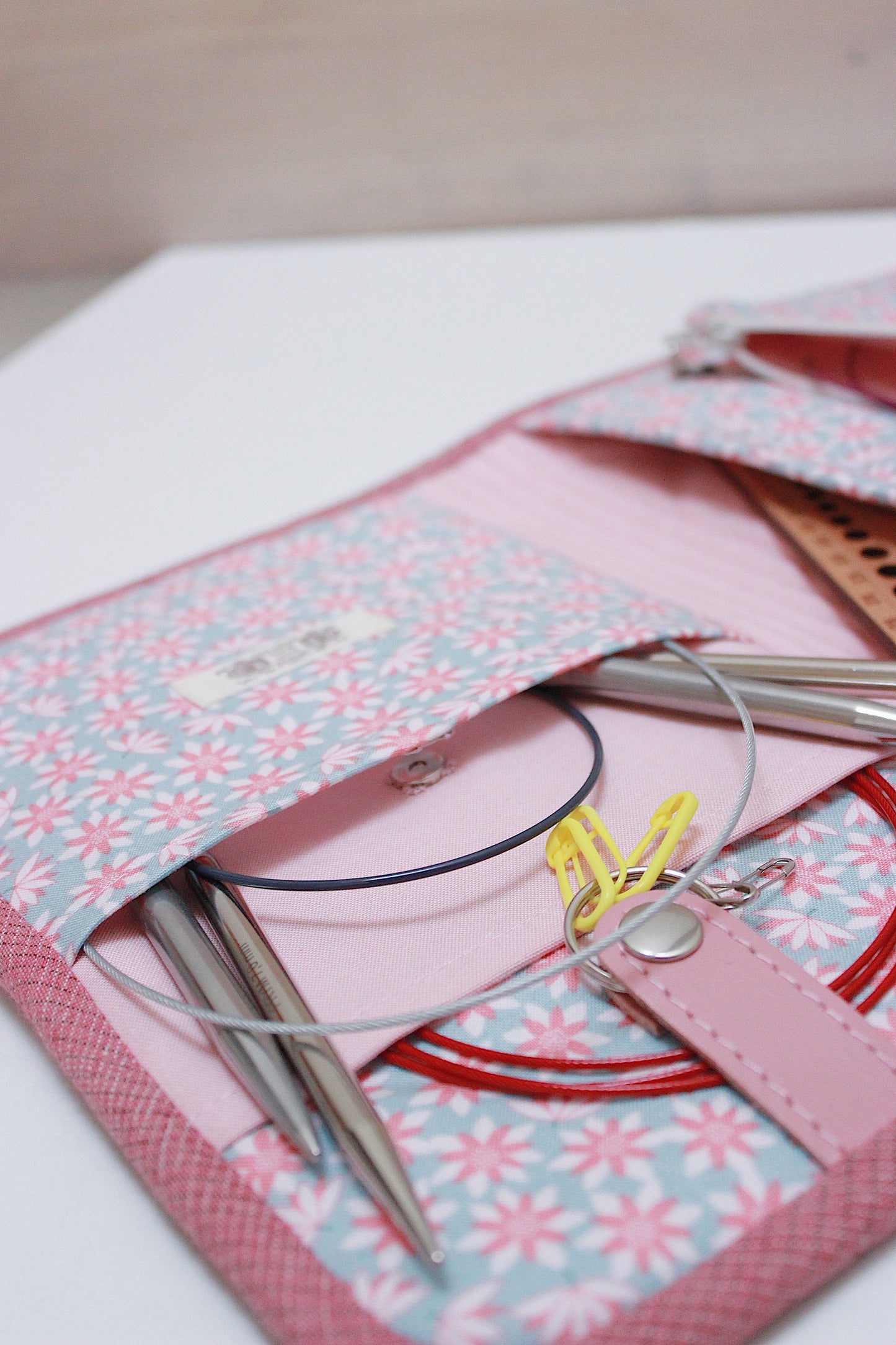 Pink Corduroy Knitting Needle Case