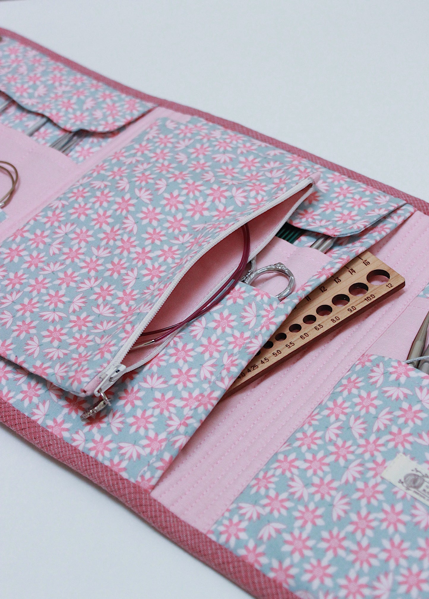 Pink Corduroy Knitting Needle Case