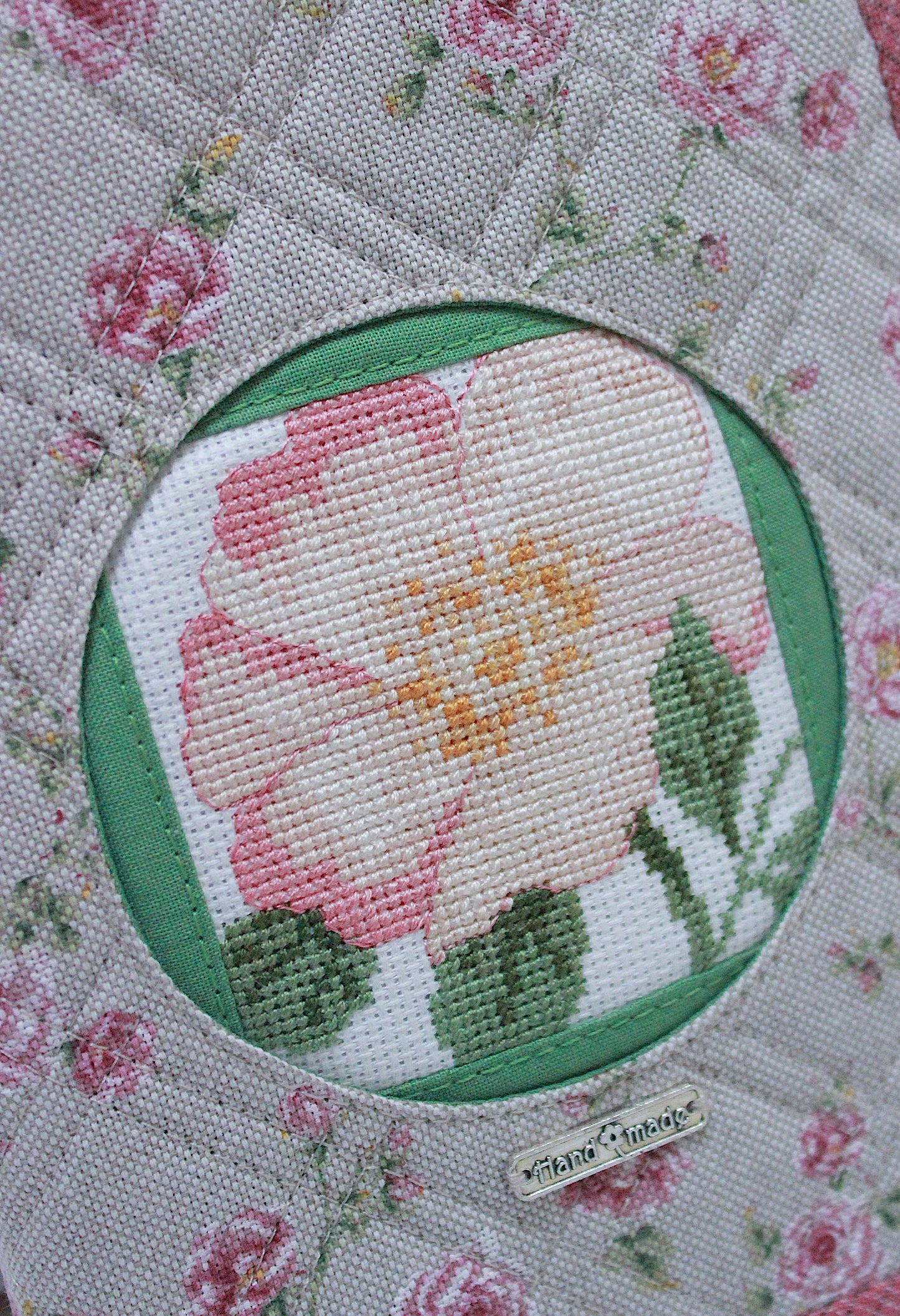 Pink Roses Canvas Project Bag & Knitting Needle Case