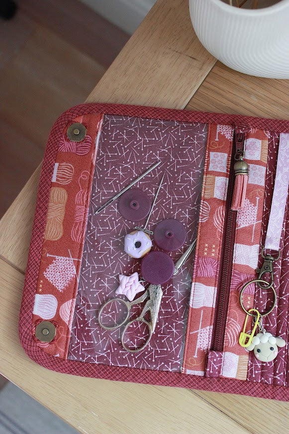 Burgundy Corduroy Knitting Needle Case