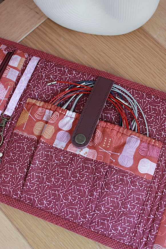 Burgundy Corduroy Knitting Needle Case