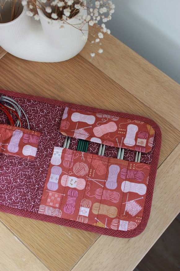 Burgundy Corduroy Knitting Needle Case