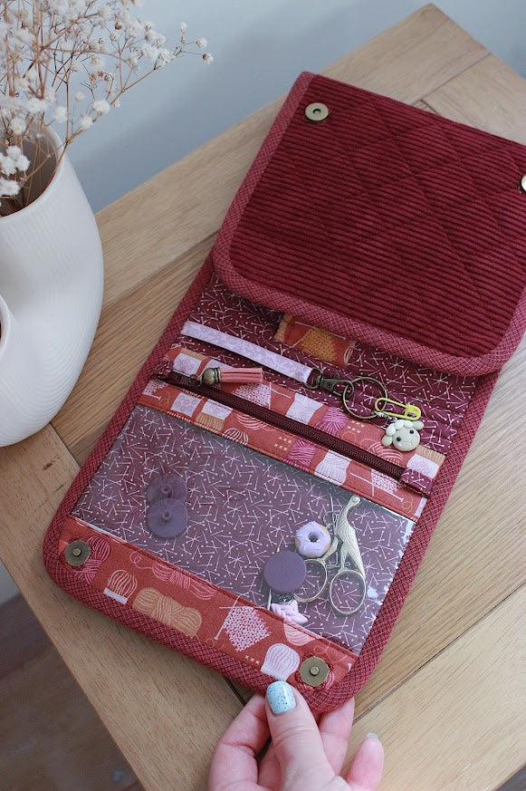 Burgundy Corduroy Knitting Needle Case