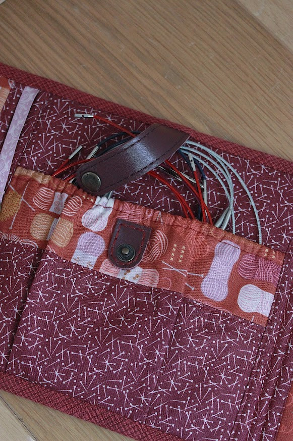 Burgundy Corduroy Knitting Needle Case