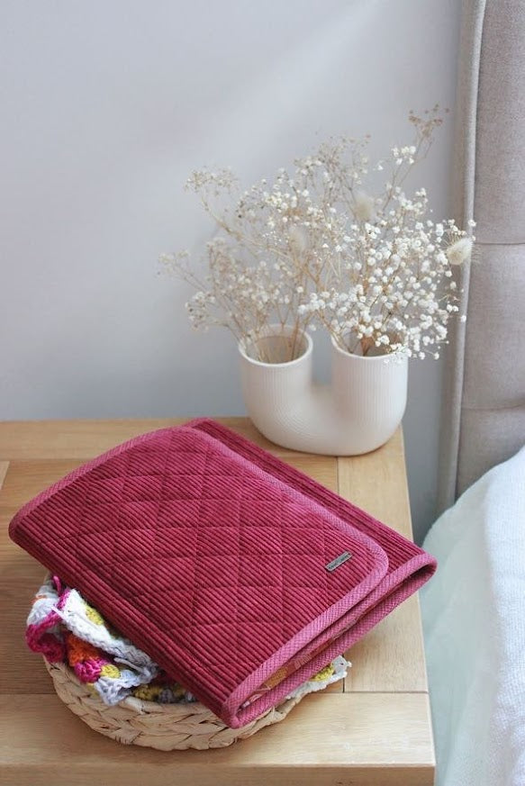 Large Burgundy Corduroy Knitting Needle Case