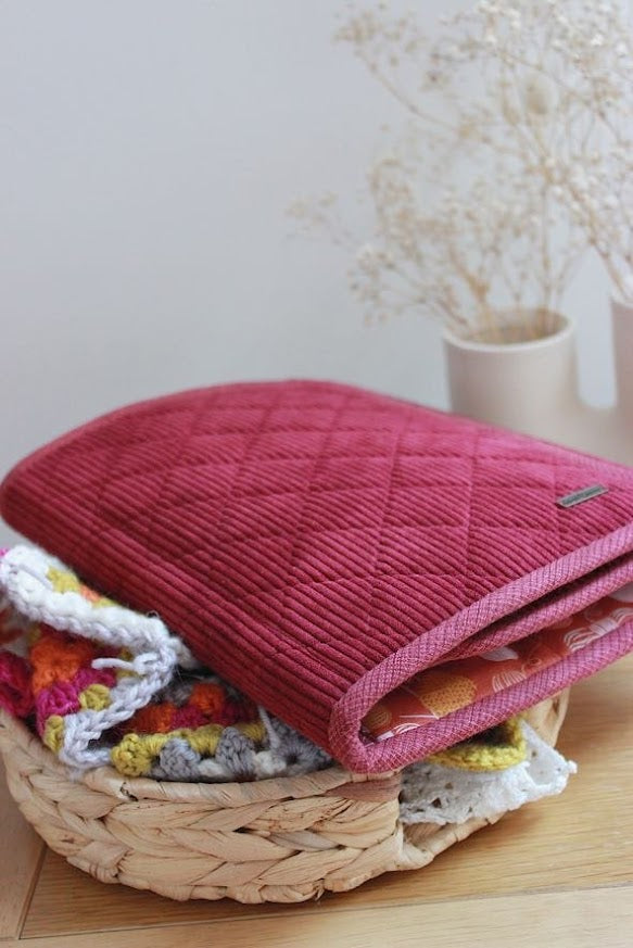 Large Burgundy Corduroy Knitting Needle Case