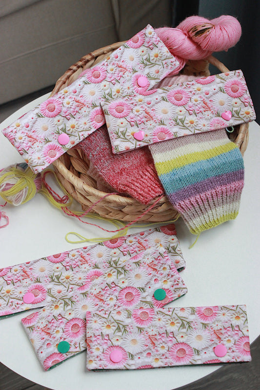 Embroidery Look Pink Floral DPN/Crochet Hook Holder