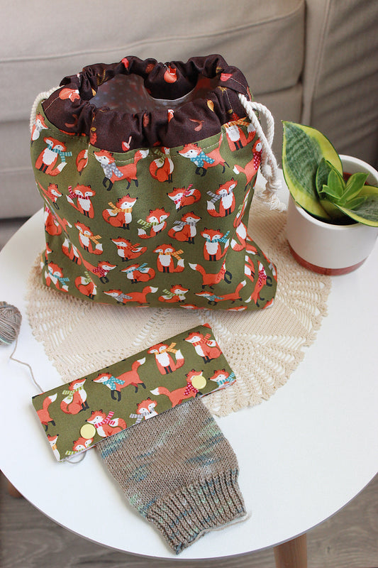 Fox Knitting Project Bag & DPN Holders