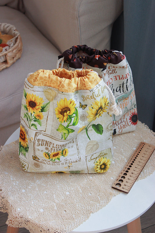 Autumn Farm Drawstring Project Bag