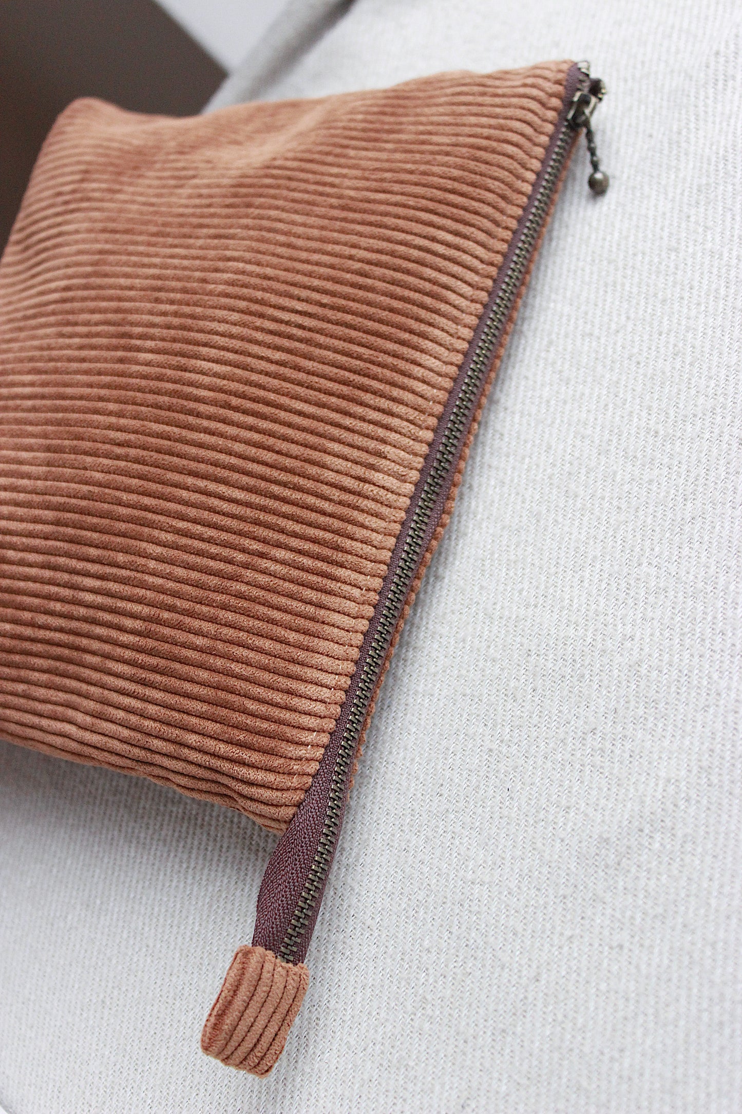 Brown Corduroy Zipper Project Bags