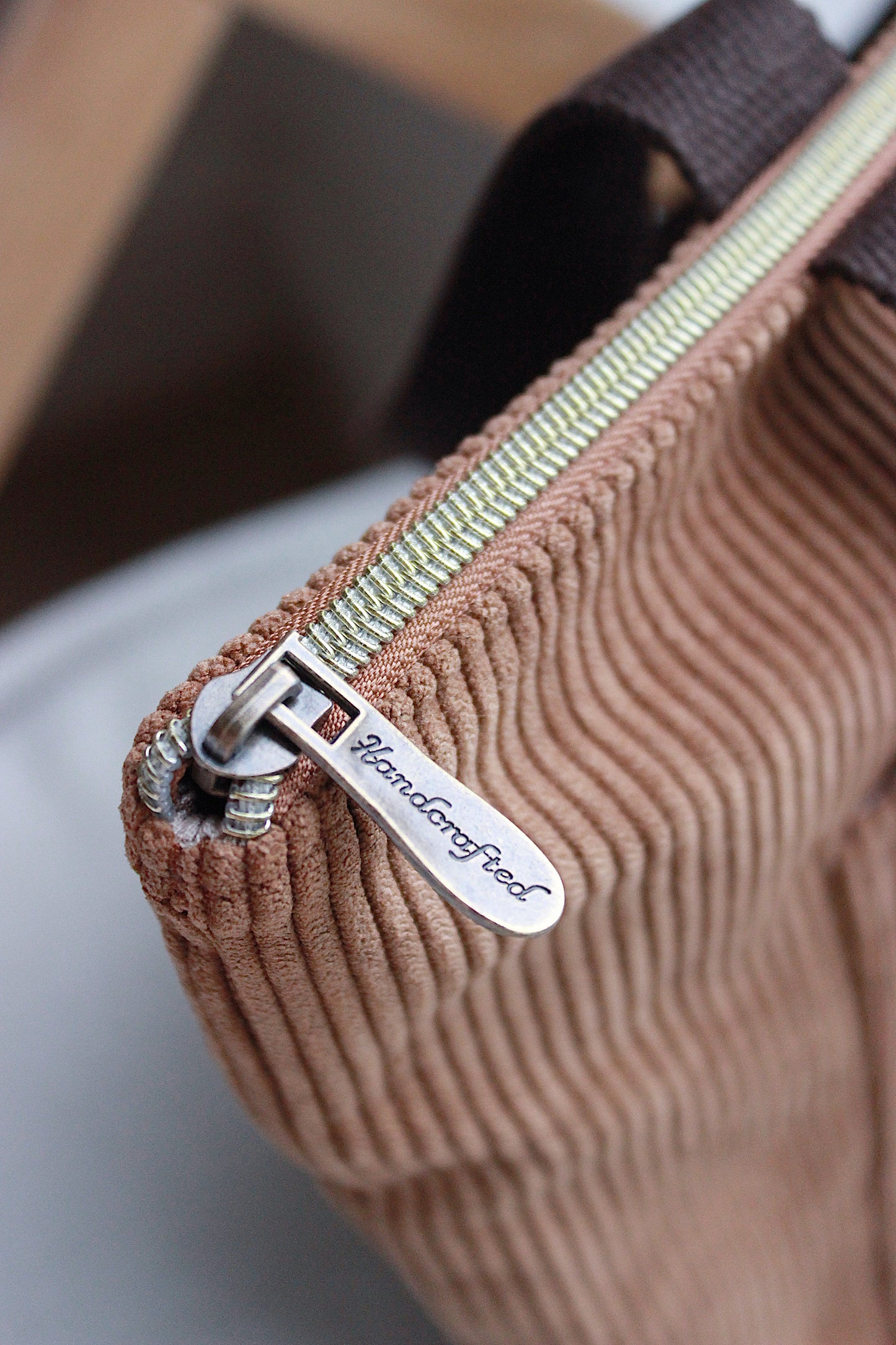 Brown Corduroy Zipper Project Bags