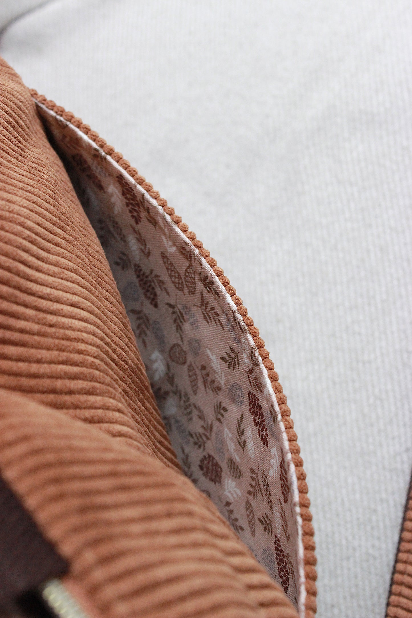 Brown Corduroy Zipper Project Bags