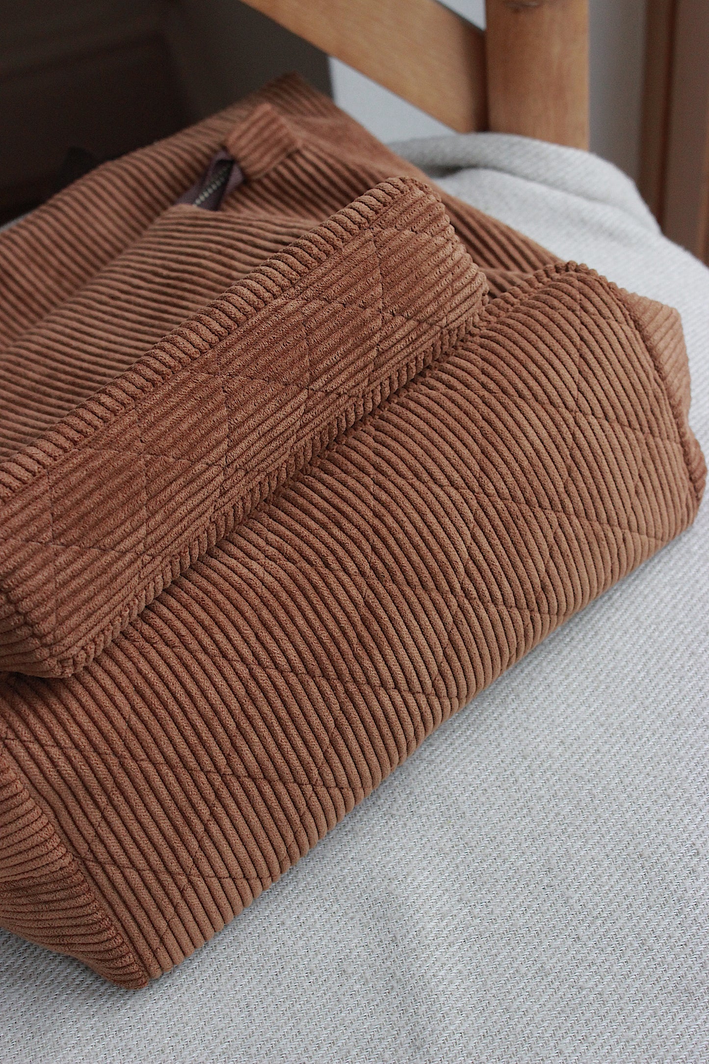 Brown Corduroy Zipper Project Bags