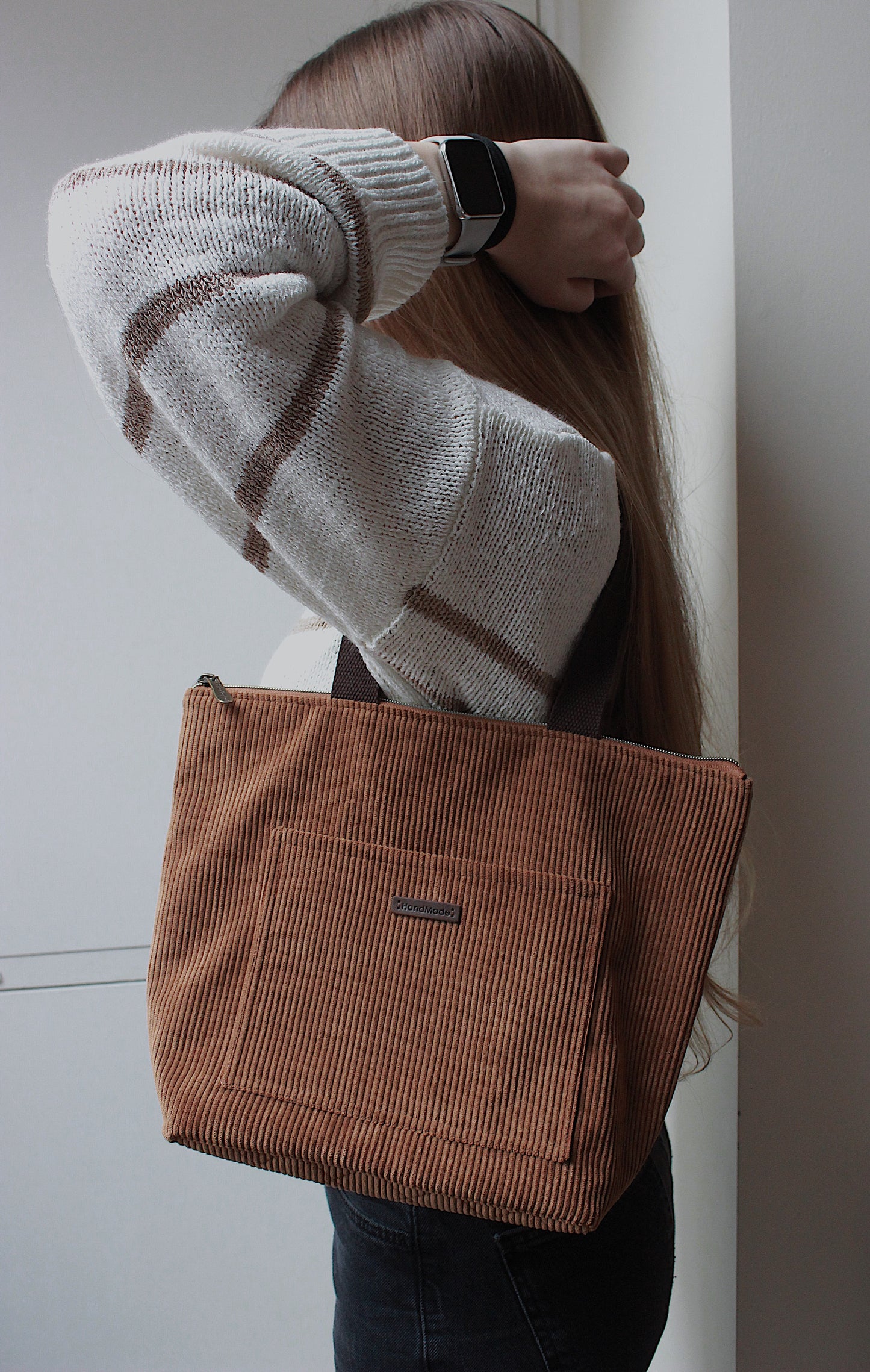 Brown Corduroy Zipper Project Bags