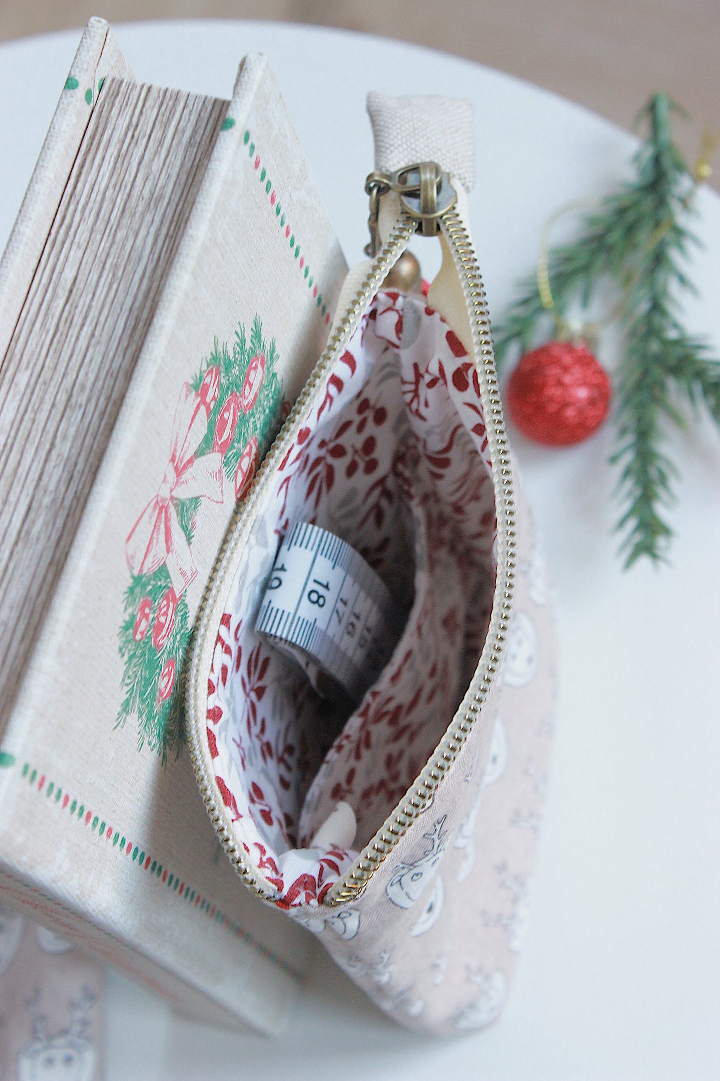 Knitting Project Bag & Small Notions Pouch – Reindeer Christmas Edition