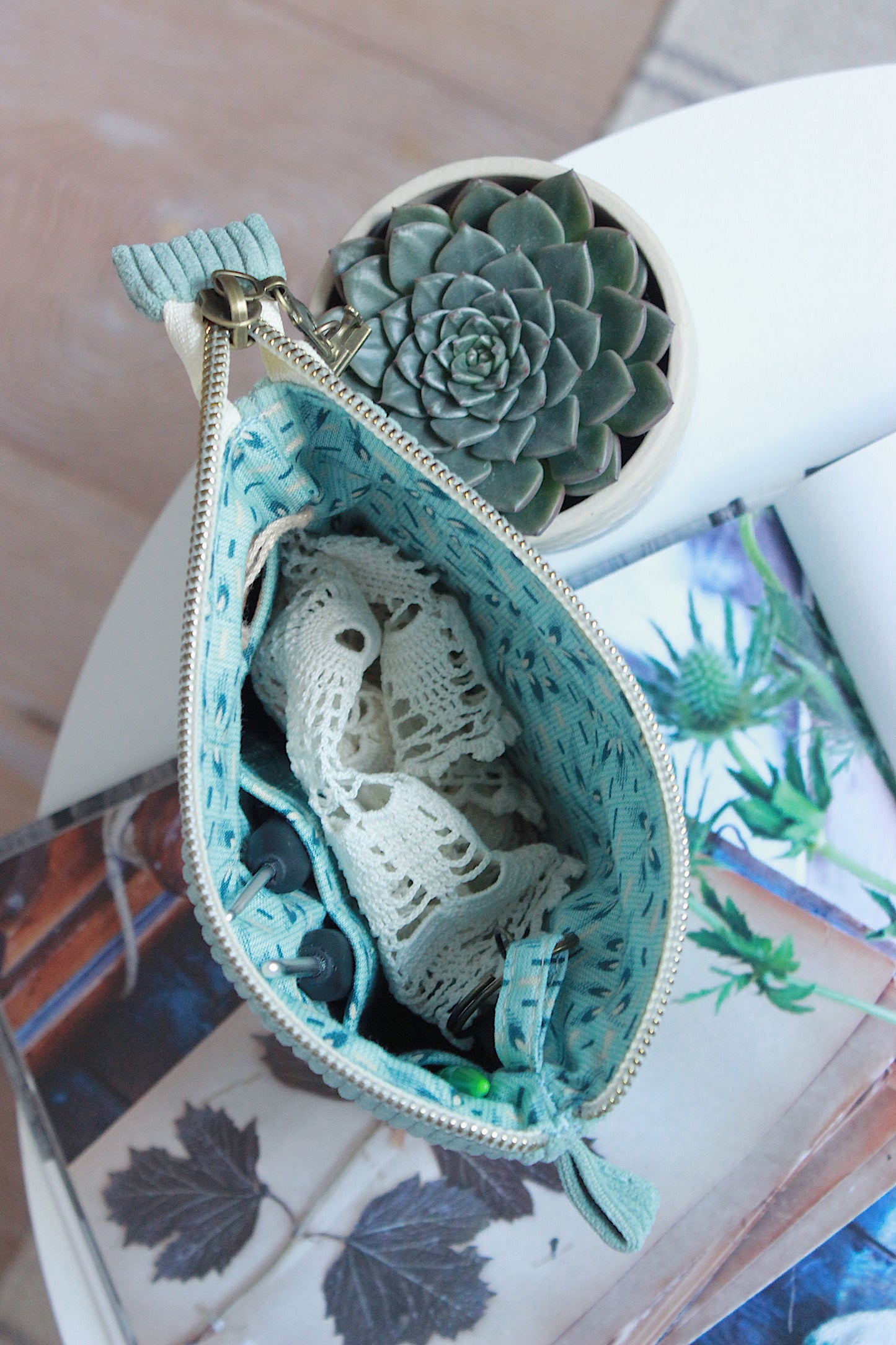 Mint Green Corduroy Zipper Pouch