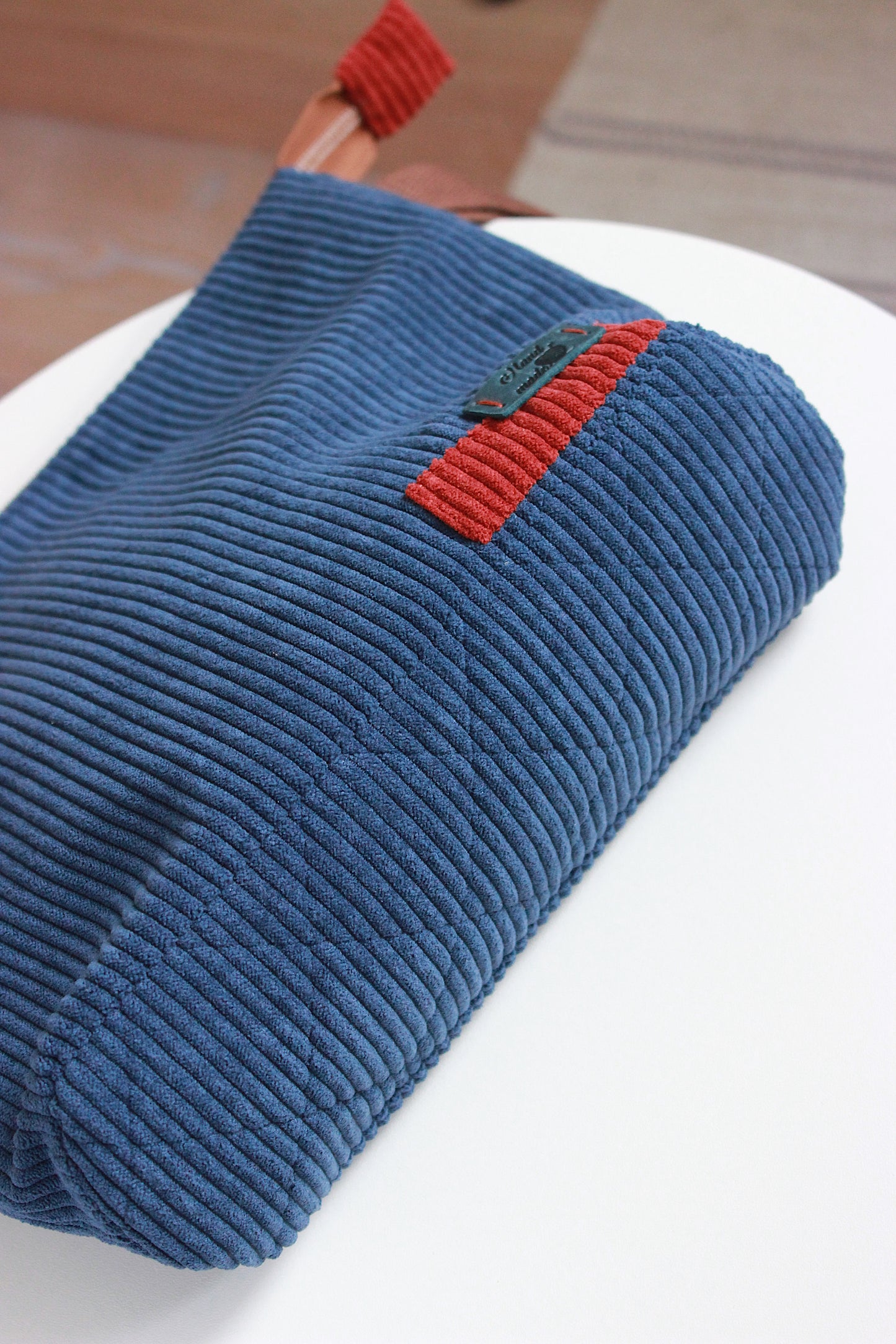 Navy Blue Corduroy Zipper Project Bag/Pouch