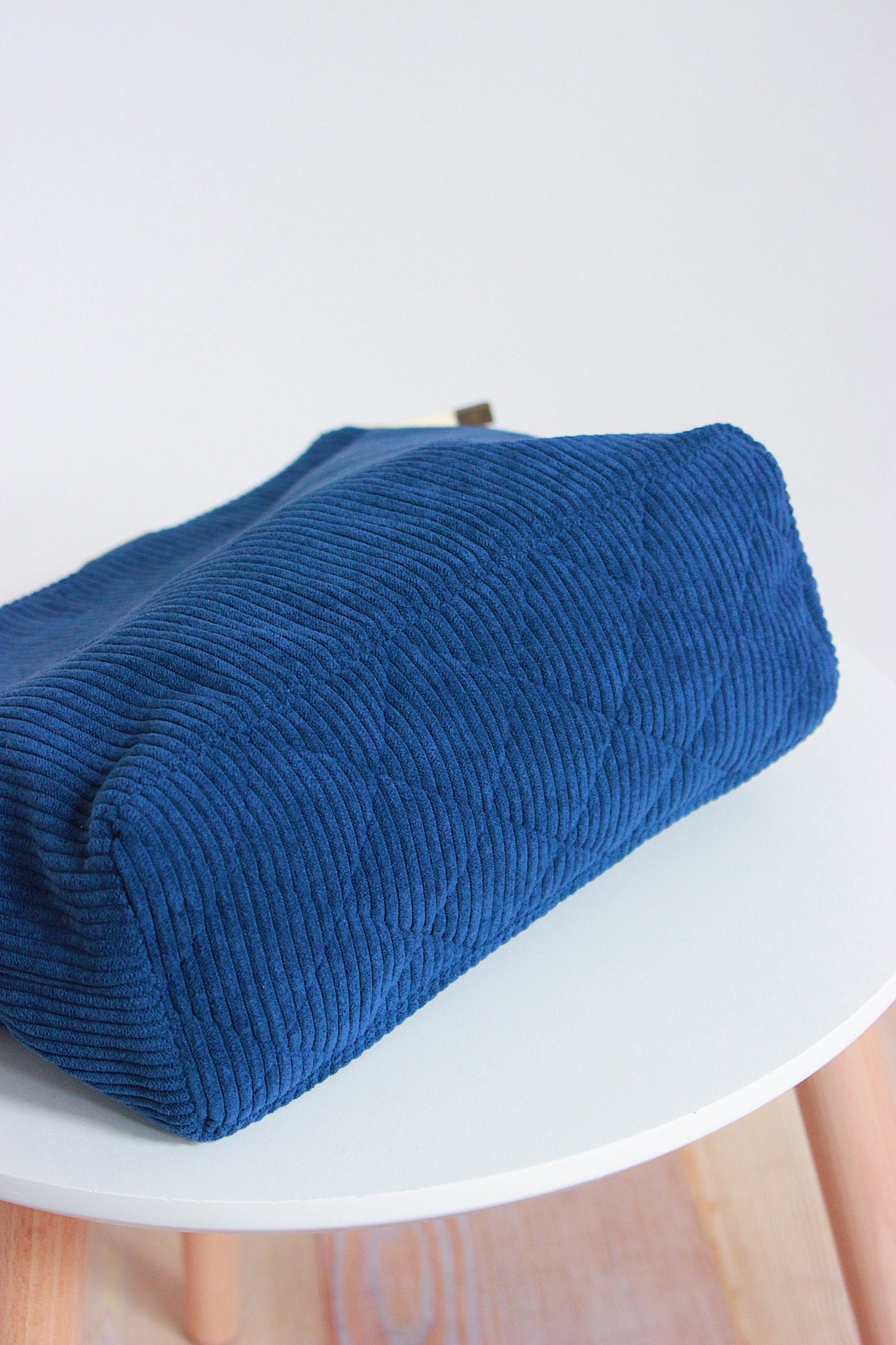 Navy Blue Corduroy Zipper Project Bag