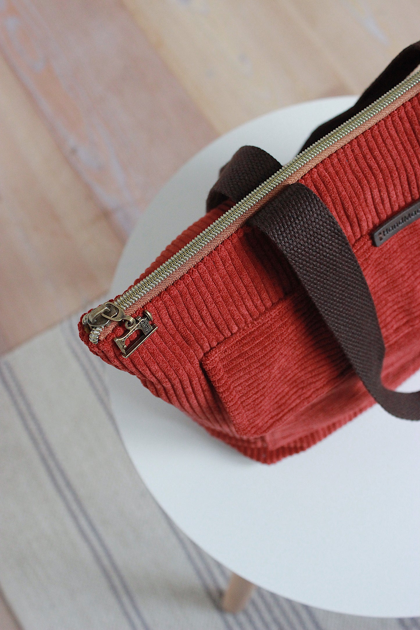 Dark Terracotta Corduroy Zipper Project bag