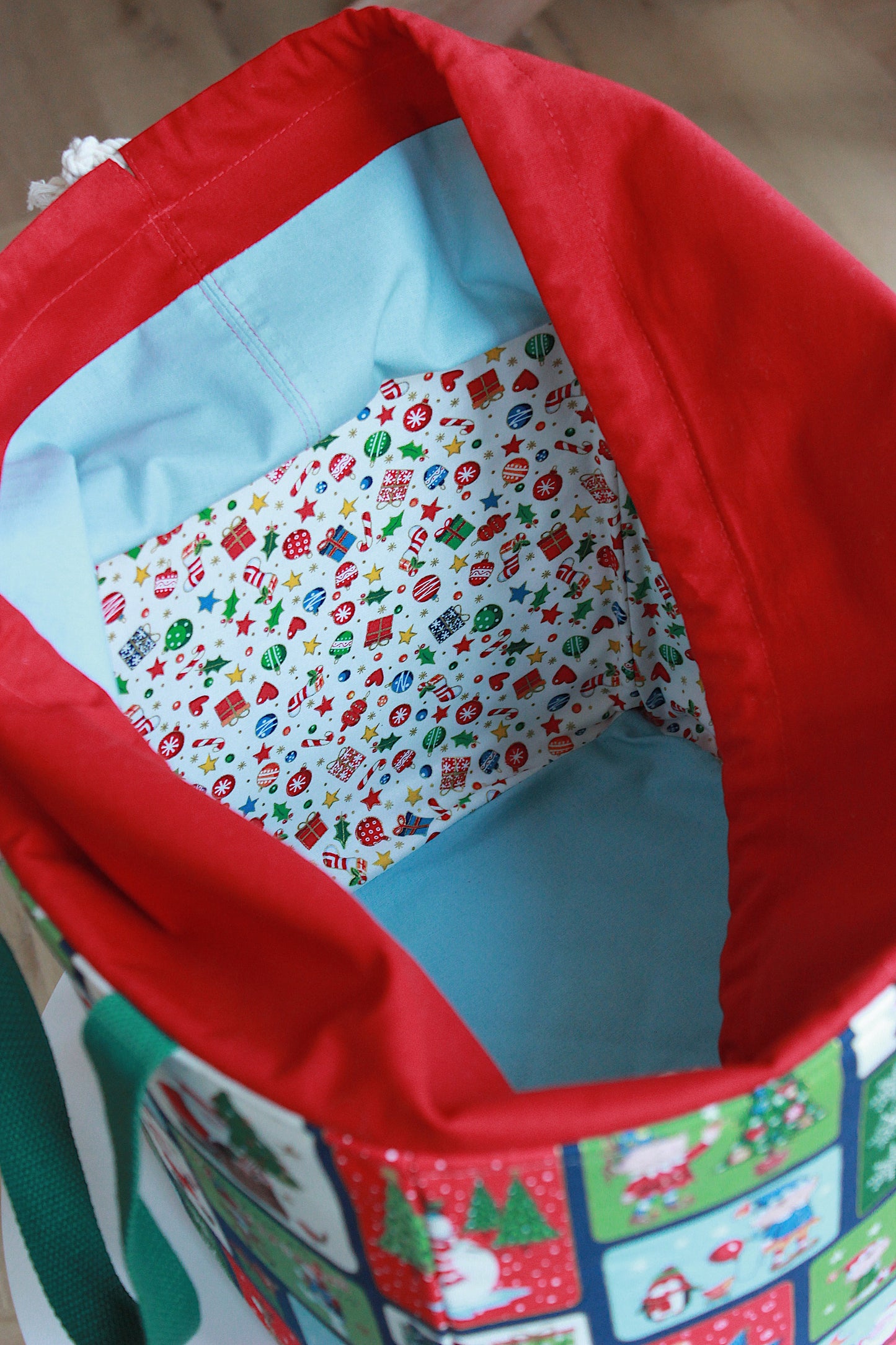 Large Christmas Knitting Project Bag / Storage Basket
