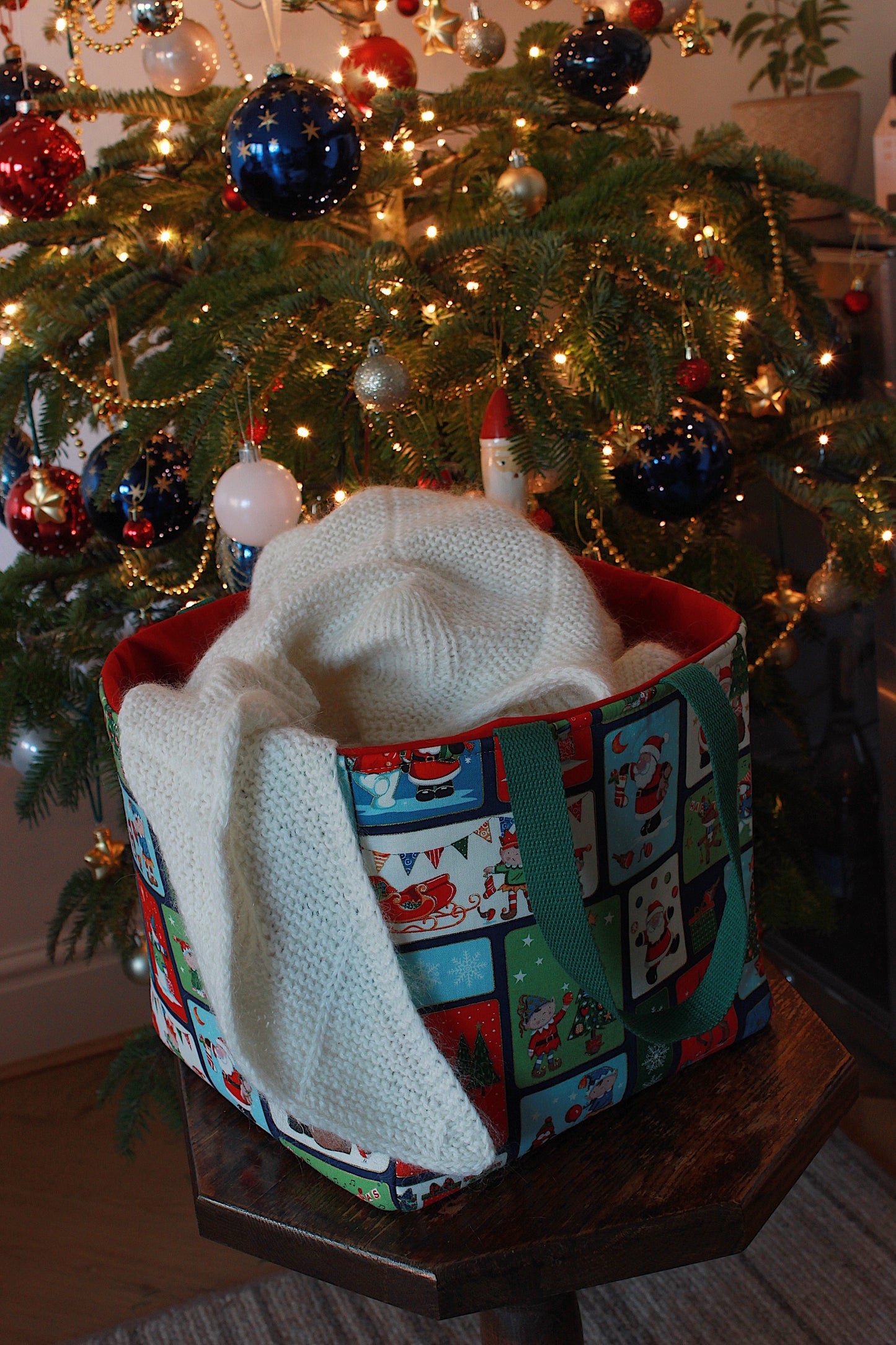 Large Christmas Knitting Project Bag / Storage Basket