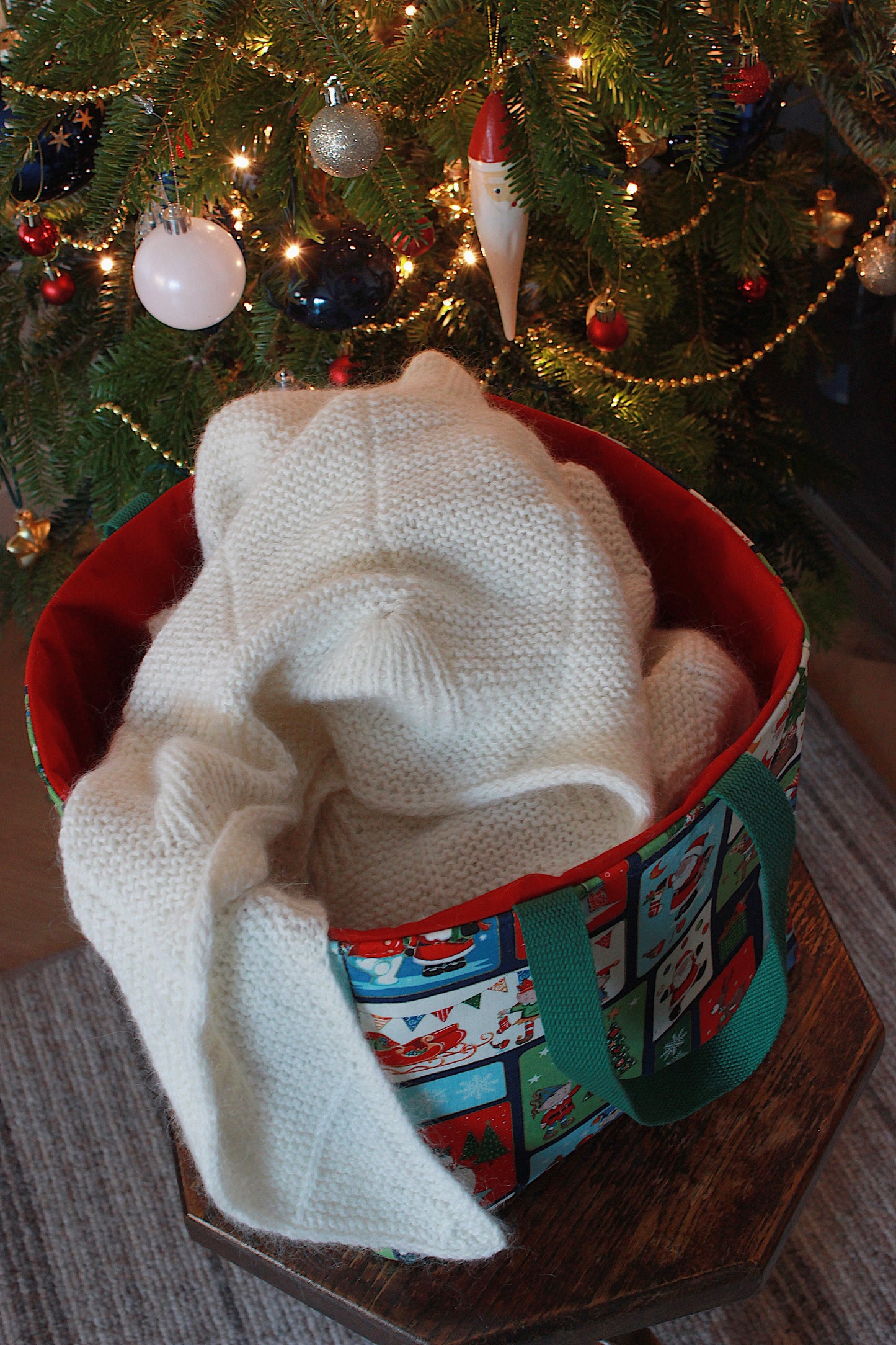 Large Christmas Knitting Project Bag / Storage Basket