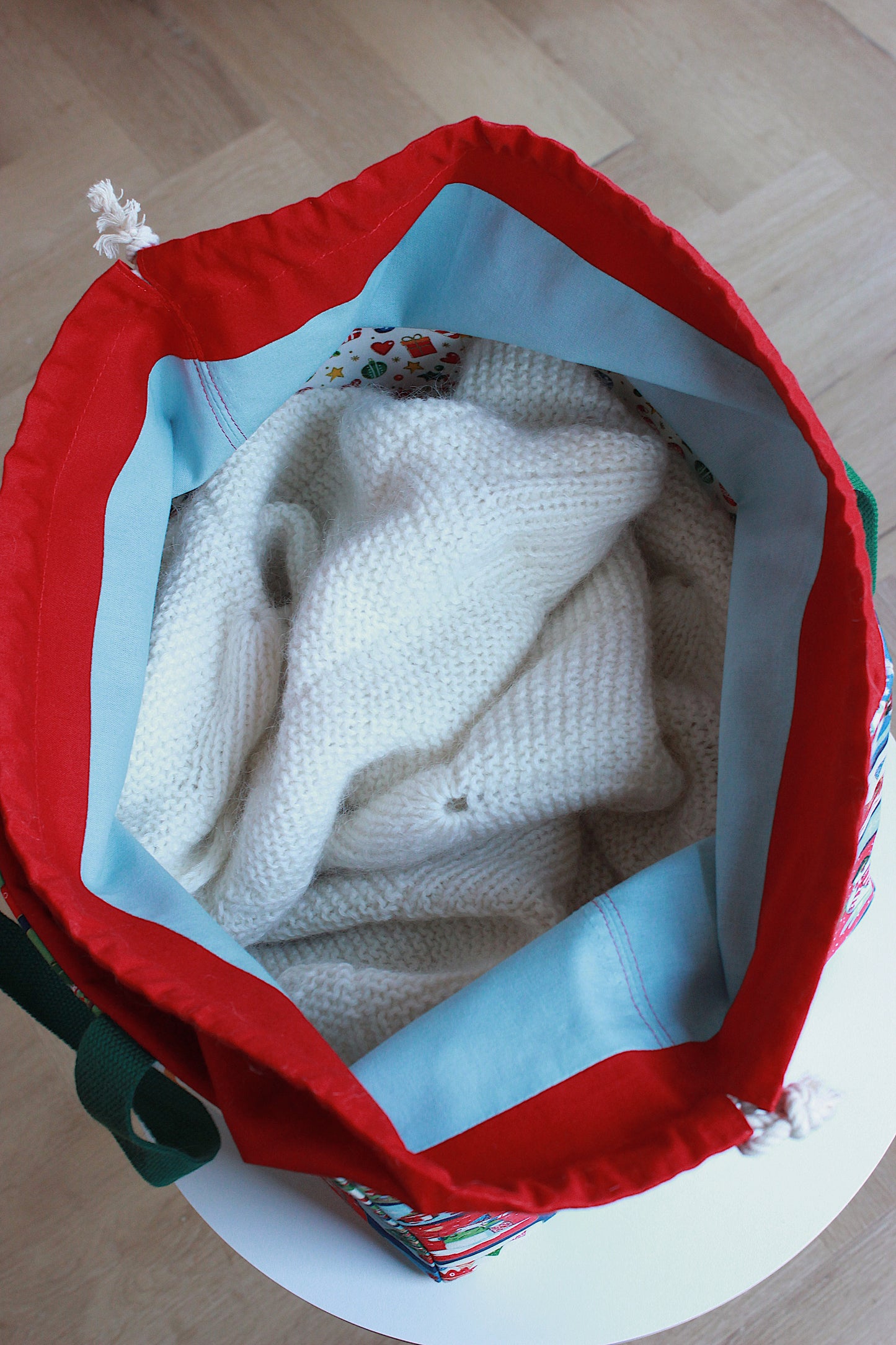 Large Christmas Knitting Project Bag / Storage Basket