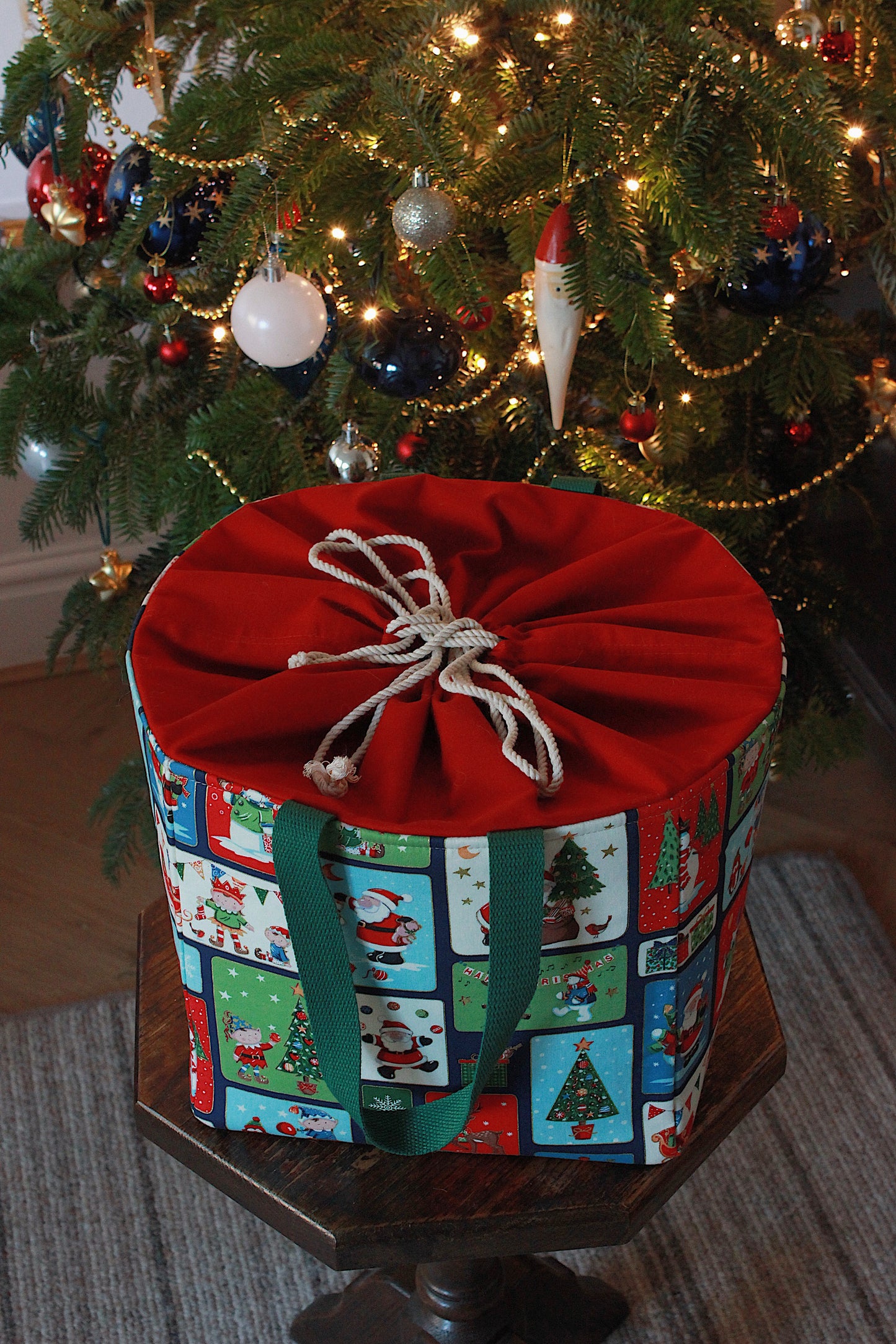 Large Christmas Knitting Project Bag / Storage Basket